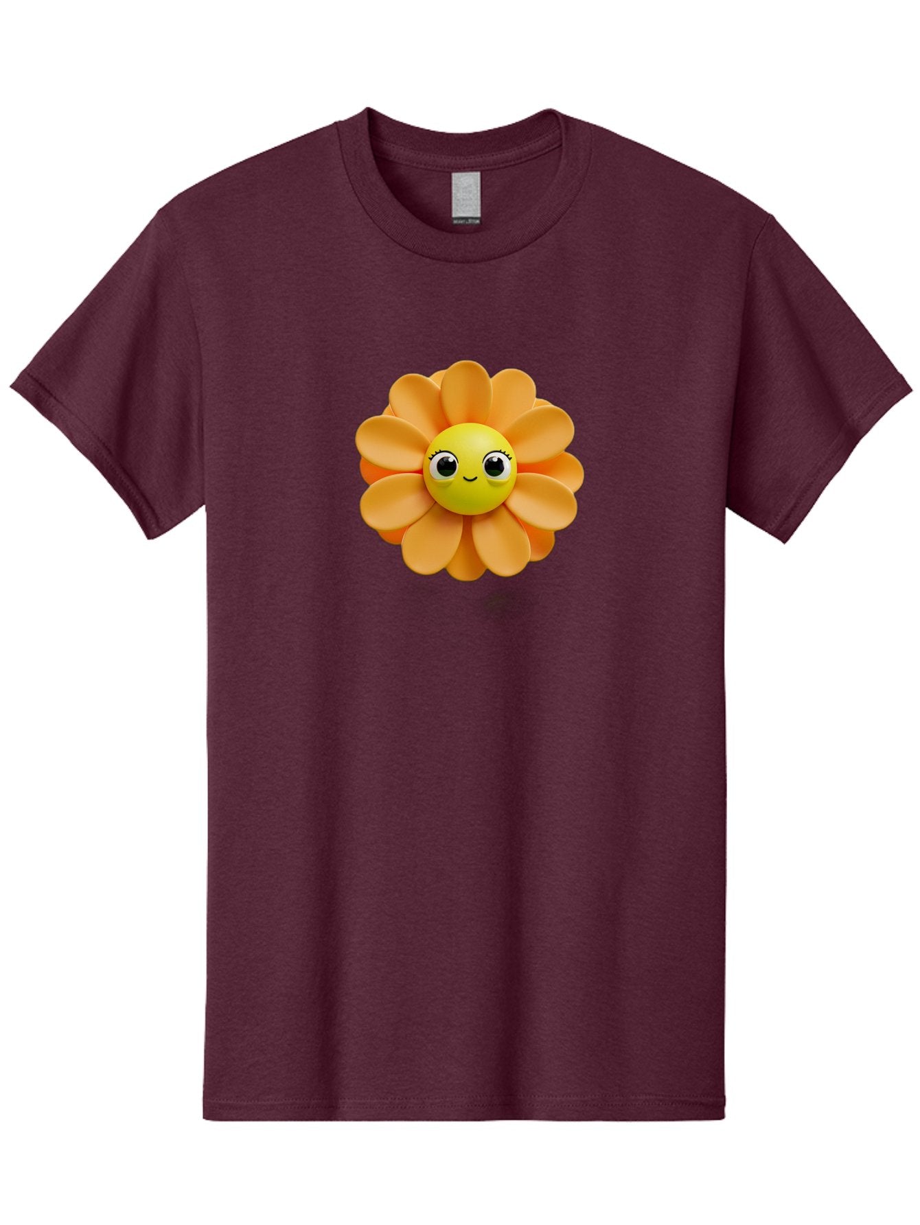 Smiling-Flower-Emoji Men'S Graphic Tee, 100% Cotton, Comfortable Casual Summer Wear, Machine Washable, Smiling Flower, Yellow Center, Orange Petals, Cute Emoji, Happy Face, Cartoon Flower, Vibrant Colors, Playful Design, 3D Rendering, Bac427 8