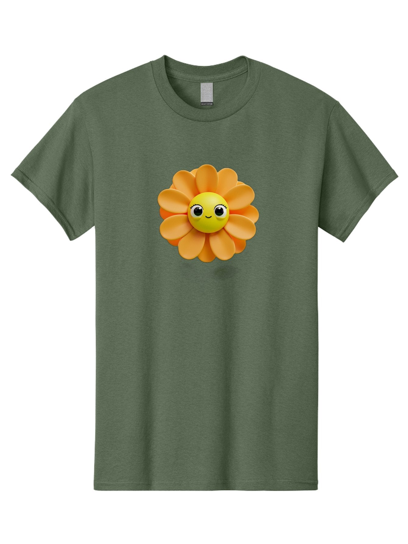 Smiling-Flower-Emoji Men'S Graphic Tee, 100% Cotton, Comfortable Casual Summer Wear, Machine Washable, Smiling Flower, Yellow Center, Orange Petals, Cute Emoji, Happy Face, Cartoon Flower, Vibrant Colors, Playful Design, 3D Rendering, Bac427 12