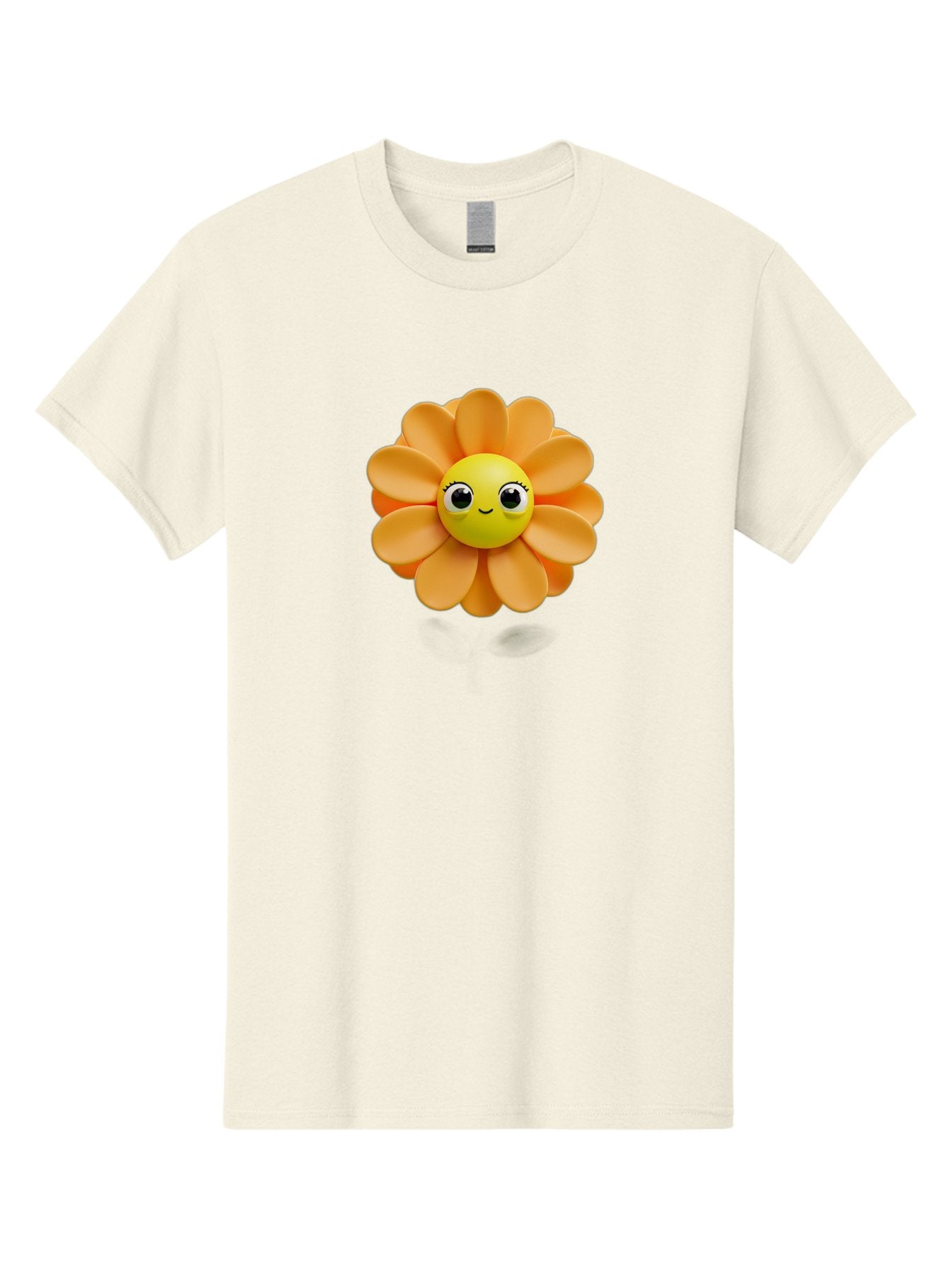 Smiling-Flower-Emoji Men'S Graphic Tee, 100% Cotton, Comfortable Casual Summer Wear, Machine Washable, Smiling Flower, Yellow Center, Orange Petals, Cute Emoji, Happy Face, Cartoon Flower, Vibrant Colors, Playful Design, 3D Rendering, Bac427 7