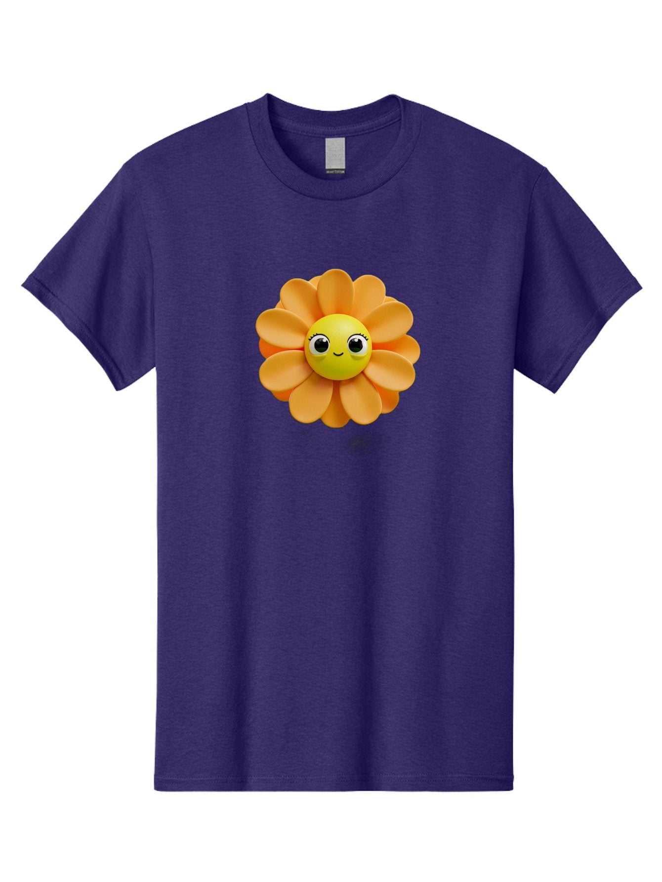 Smiling-Flower-Emoji Men'S Graphic Tee, 100% Cotton, Comfortable Casual Summer Wear, Machine Washable, Smiling Flower, Yellow Center, Orange Petals, Cute Emoji, Happy Face, Cartoon Flower, Vibrant Colors, Playful Design, 3D Rendering, Bac427