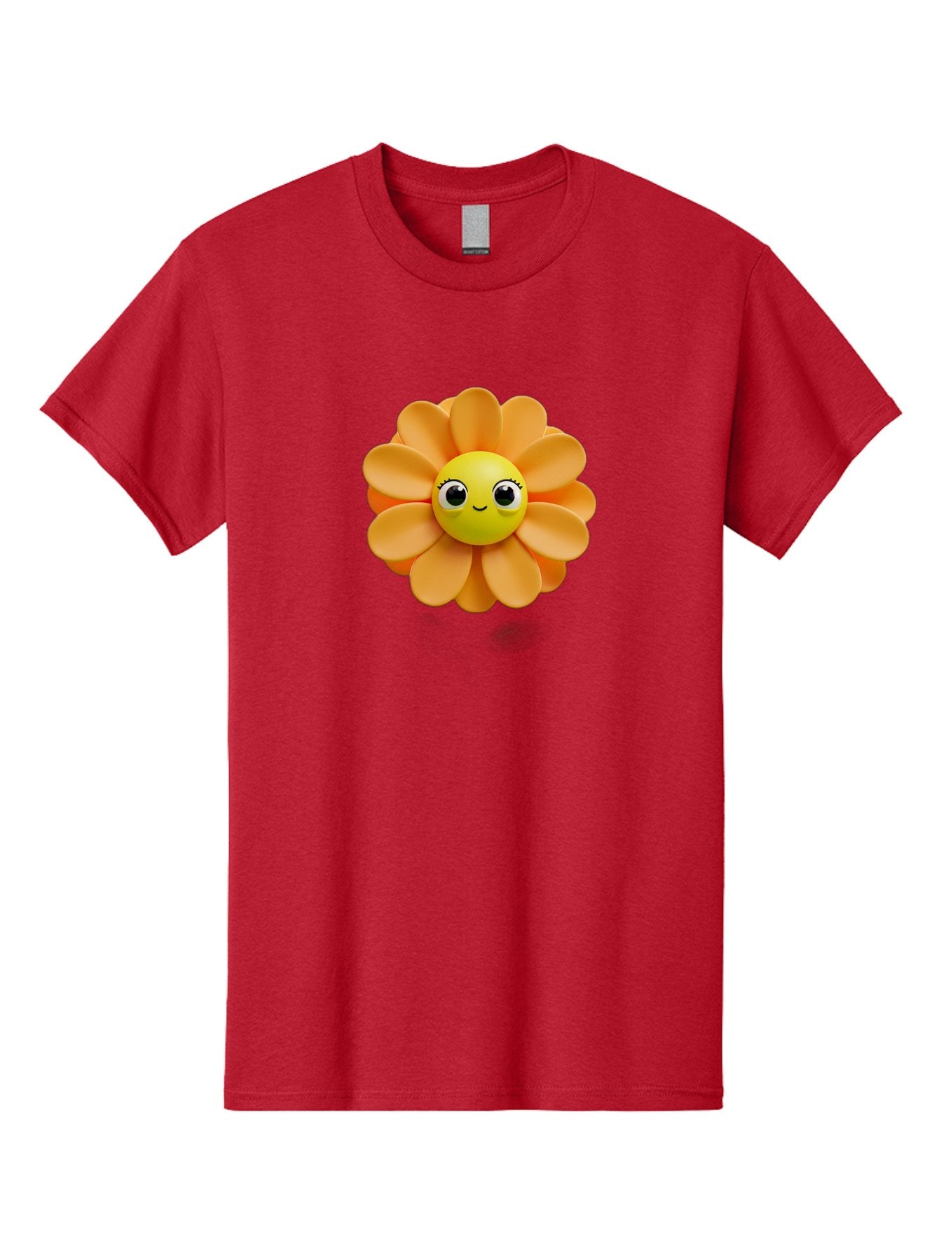 Smiling-Flower-Emoji Men'S Graphic Tee, 100% Cotton, Comfortable Casual Summer Wear, Machine Washable, Smiling Flower, Yellow Center, Orange Petals, Cute Emoji, Happy Face, Cartoon Flower, Vibrant Colors, Playful Design, 3D Rendering, Bac427 10