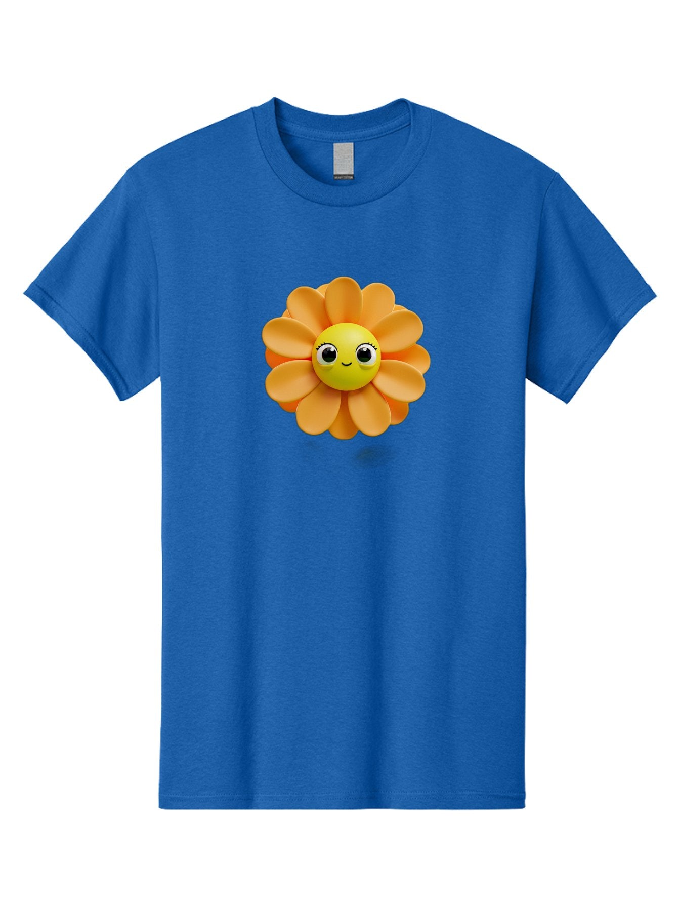 Smiling-Flower-Emoji Men'S Graphic Tee, 100% Cotton, Comfortable Casual Summer Wear, Machine Washable, Smiling Flower, Yellow Center, Orange Petals, Cute Emoji, Happy Face, Cartoon Flower, Vibrant Colors, Playful Design, 3D Rendering, Bac427 15