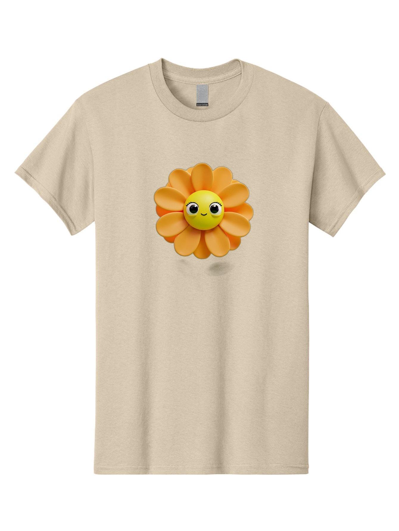 Smiling-Flower-Emoji Men'S Graphic Tee, 100% Cotton, Comfortable Casual Summer Wear, Machine Washable, Smiling Flower, Yellow Center, Orange Petals, Cute Emoji, Happy Face, Cartoon Flower, Vibrant Colors, Playful Design, 3D Rendering, Bac427 13