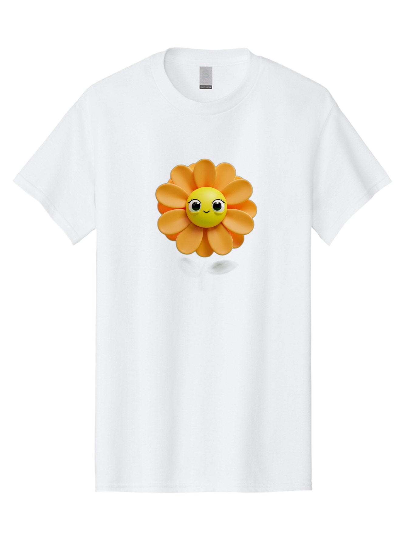 Smiling-Flower-Emoji Men'S Graphic Tee, 100% Cotton, Comfortable Casual Summer Wear, Machine Washable, Smiling Flower, Yellow Center, Orange Petals, Cute Emoji, Happy Face, Cartoon Flower, Vibrant Colors, Playful Design, 3D Rendering, Bac427 9