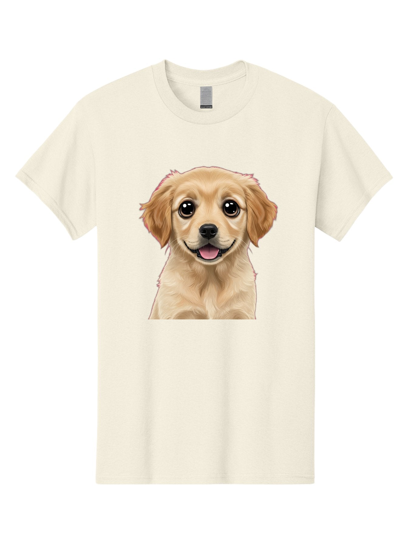 Smiling-Golden-Puppy Men'S Graphic Tee, 100% Cotton, Comfortable Casual Summer Wear, Machine Washable, Friendly Dog, Happy Puppy, Golden Retriever, Big Eyes, Playful Expression, Adorable Face, Cute Nose, Smiling Dog, Cartoon Puppy, Lovable Pet Bac428 10
