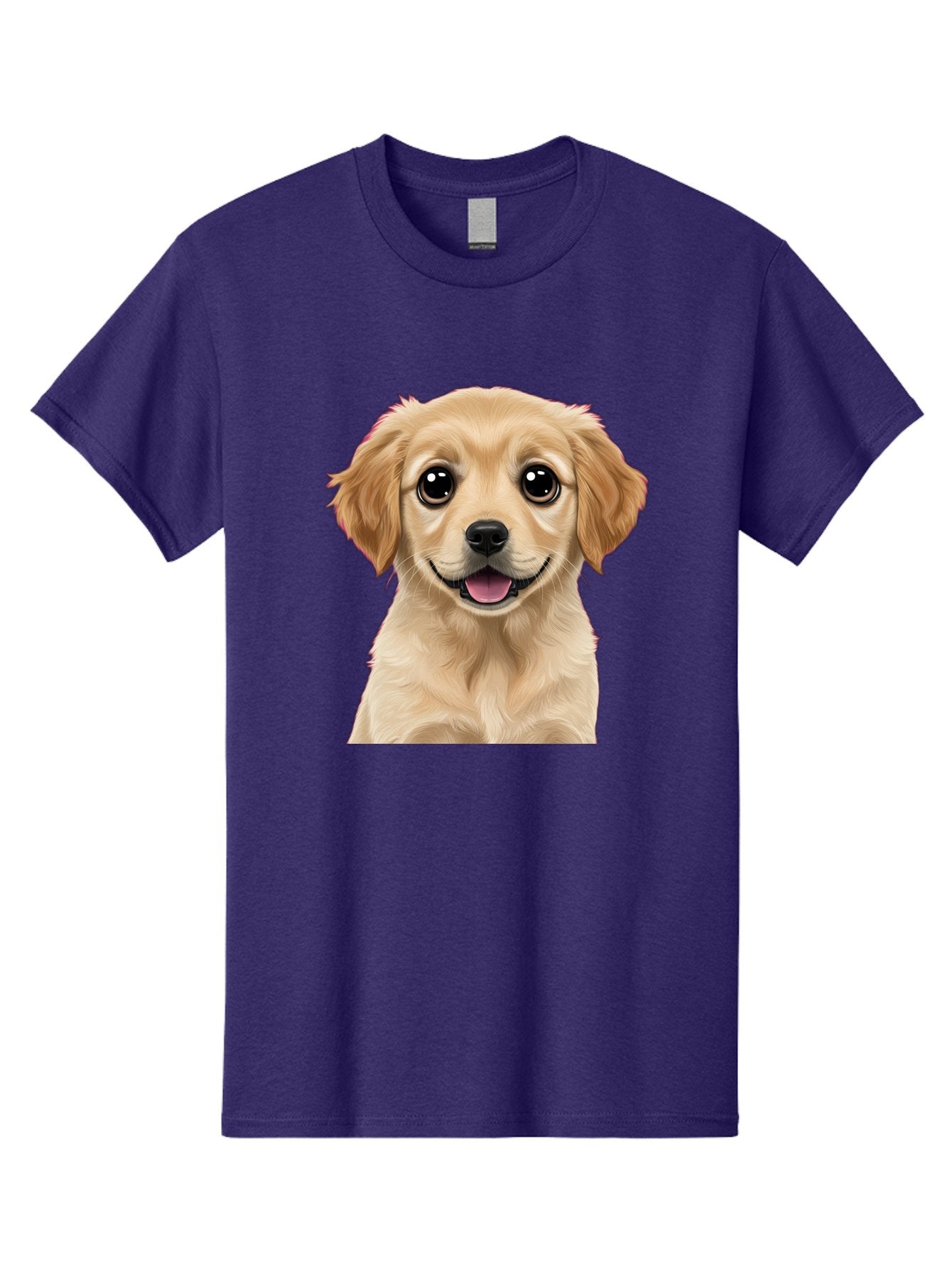 Smiling-Golden-Puppy Men'S Graphic Tee, 100% Cotton, Comfortable Casual Summer Wear, Machine Washable, Friendly Dog, Happy Puppy, Golden Retriever, Big Eyes, Playful Expression, Adorable Face, Cute Nose, Smiling Dog, Cartoon Puppy, Lovable Pet Bac428 8