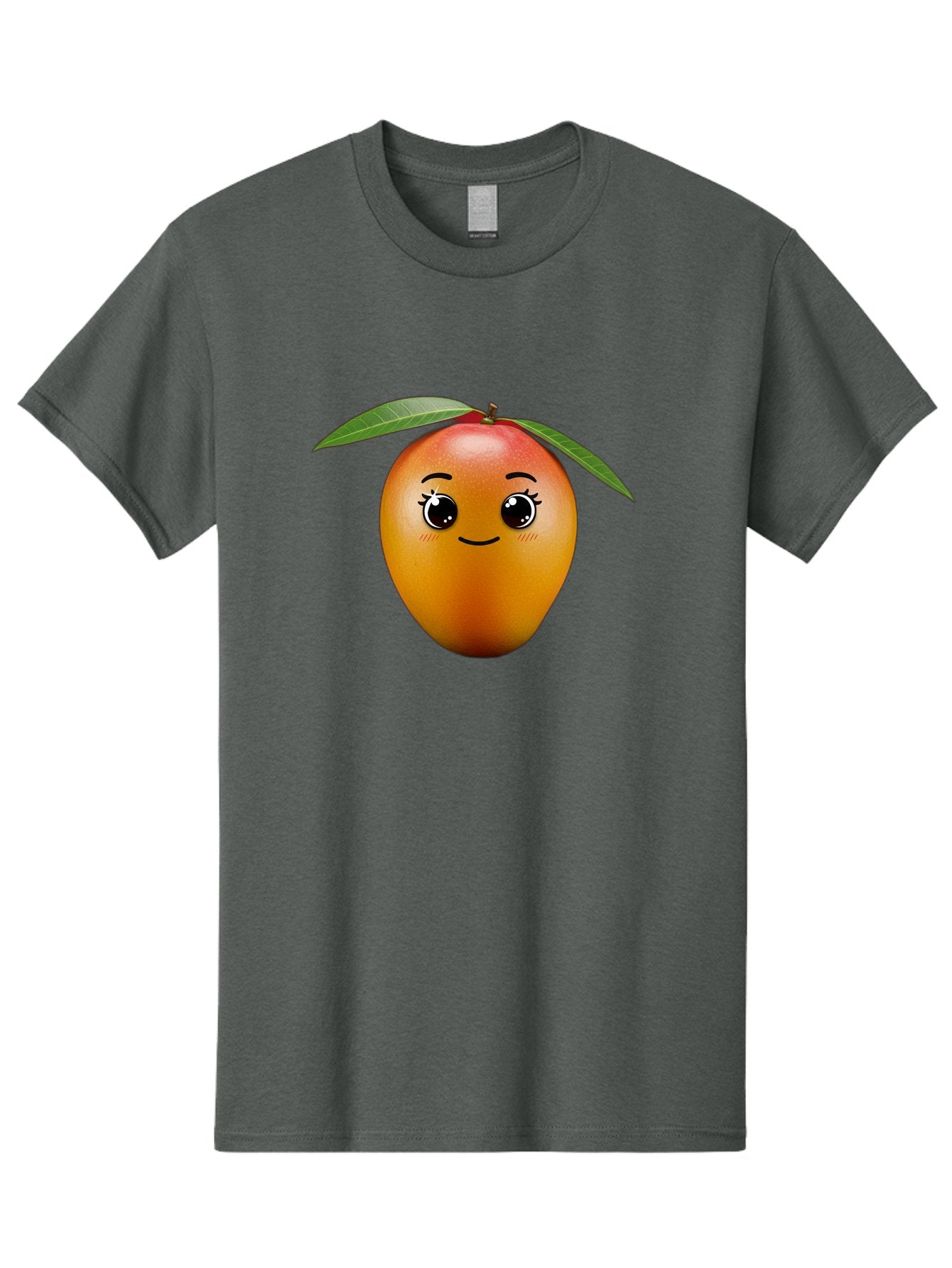 Smiling-Mango Men'S Graphic Tee, 100% Cotton, Comfortable Casual Summer Wear, Machine Washable, Cartoon Mango, Mangoes, Cheerful Fruit, Adorable Character, Smiling Face, Cute Eyes, Vibrant Orange, Whimsical Design, Fun Illustration, Bac429