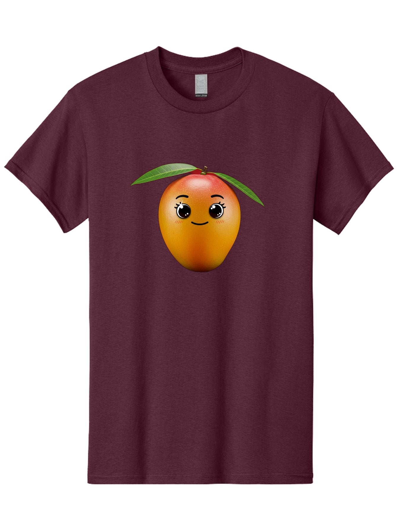 Smiling-Mango Men'S Graphic Tee, 100% Cotton, Comfortable Casual Summer Wear, Machine Washable, Cartoon Mango, Mangoes, Cheerful Fruit, Adorable Character, Smiling Face, Cute Eyes, Vibrant Orange, Whimsical Design, Fun Illustration, Bac429 3