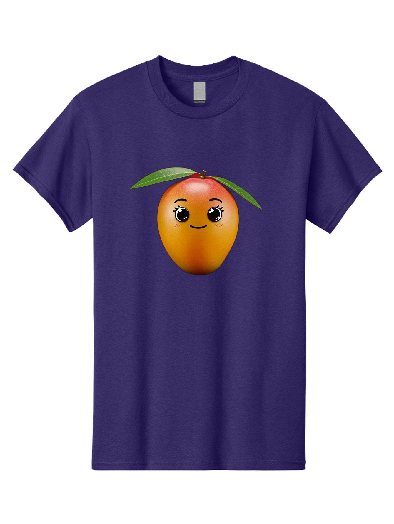 Smiling-Mango Men'S Graphic Tee, 100% Cotton, Comfortable Casual Summer Wear, Machine Washable, Cartoon Mango, Mangoes, Cheerful Fruit, Adorable Character, Smiling Face, Cute Eyes, Vibrant Orange, Whimsical Design, Fun Illustration, Bac429
