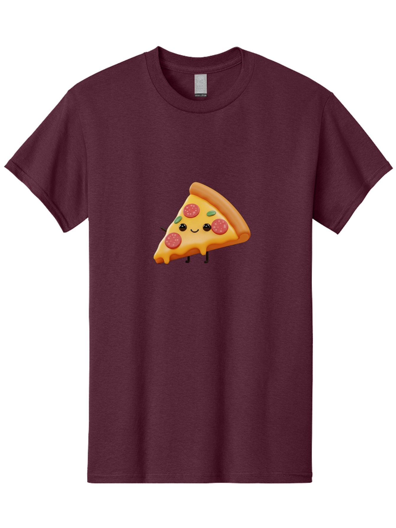 Smiling-Pizza-Slice Men'S Graphic Tee, 100% Cotton, Comfortable Casual Summer Wear, Machine Washable, Pepperoni Pizza Slice, Cartoon Character, Cheesy Goodness, Melted Cheese, Green Olives, Funny Face, Animated Food, Cartoon Pizza Bac430 3