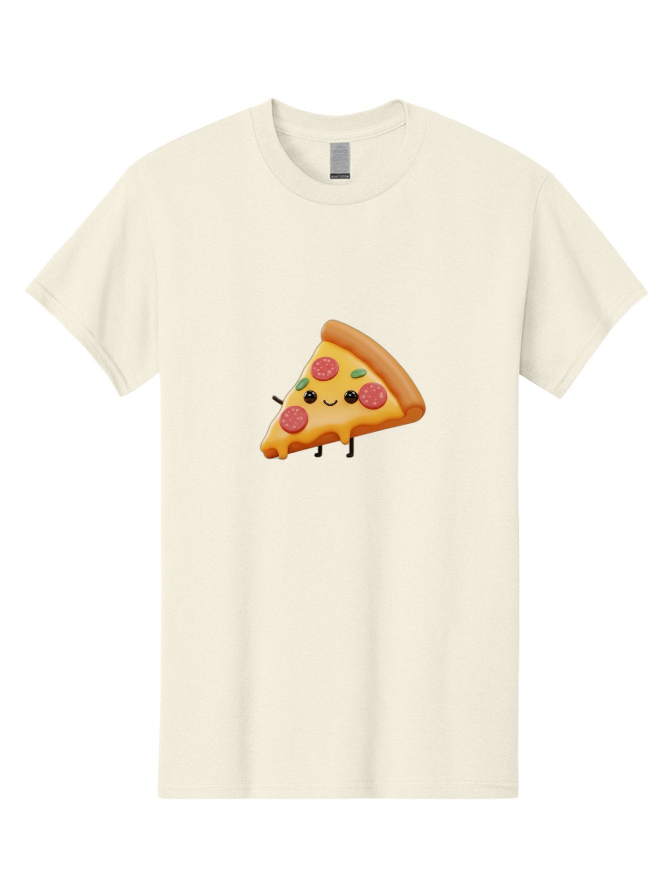 Smiling-Pizza-Slice Men'S Graphic Tee, 100% Cotton, Comfortable Casual Summer Wear, Machine Washable, Pepperoni Pizza Slice, Cartoon Character, Cheesy Goodness, Melted Cheese, Green Olives, Funny Face, Animated Food, Cartoon Pizza Bac430 9