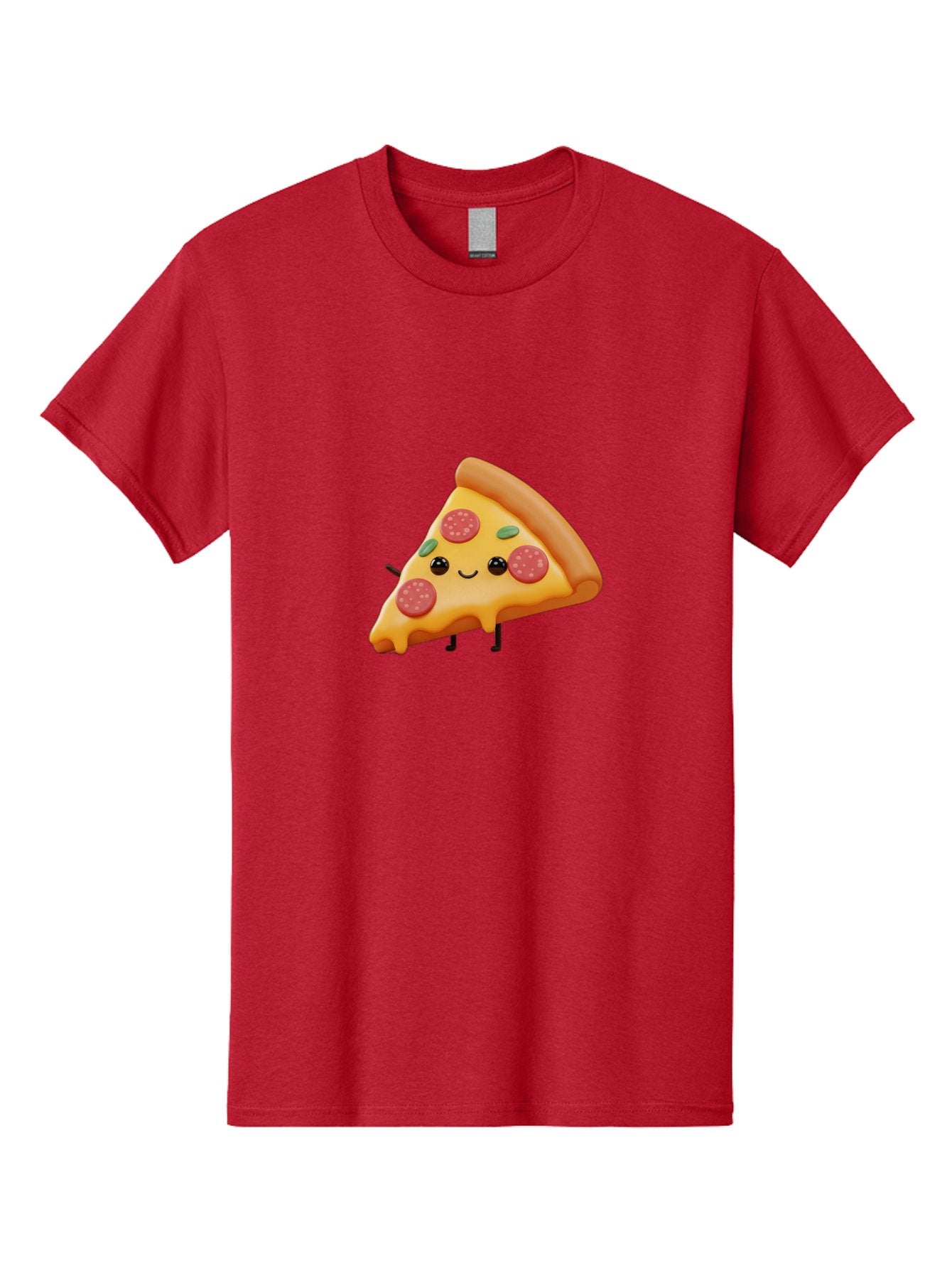 Smiling-Pizza-Slice Men'S Graphic Tee, 100% Cotton, Comfortable Casual Summer Wear, Machine Washable, Pepperoni Pizza Slice, Cartoon Character, Cheesy Goodness, Melted Cheese, Green Olives, Funny Face, Animated Food, Cartoon Pizza Bac430 11