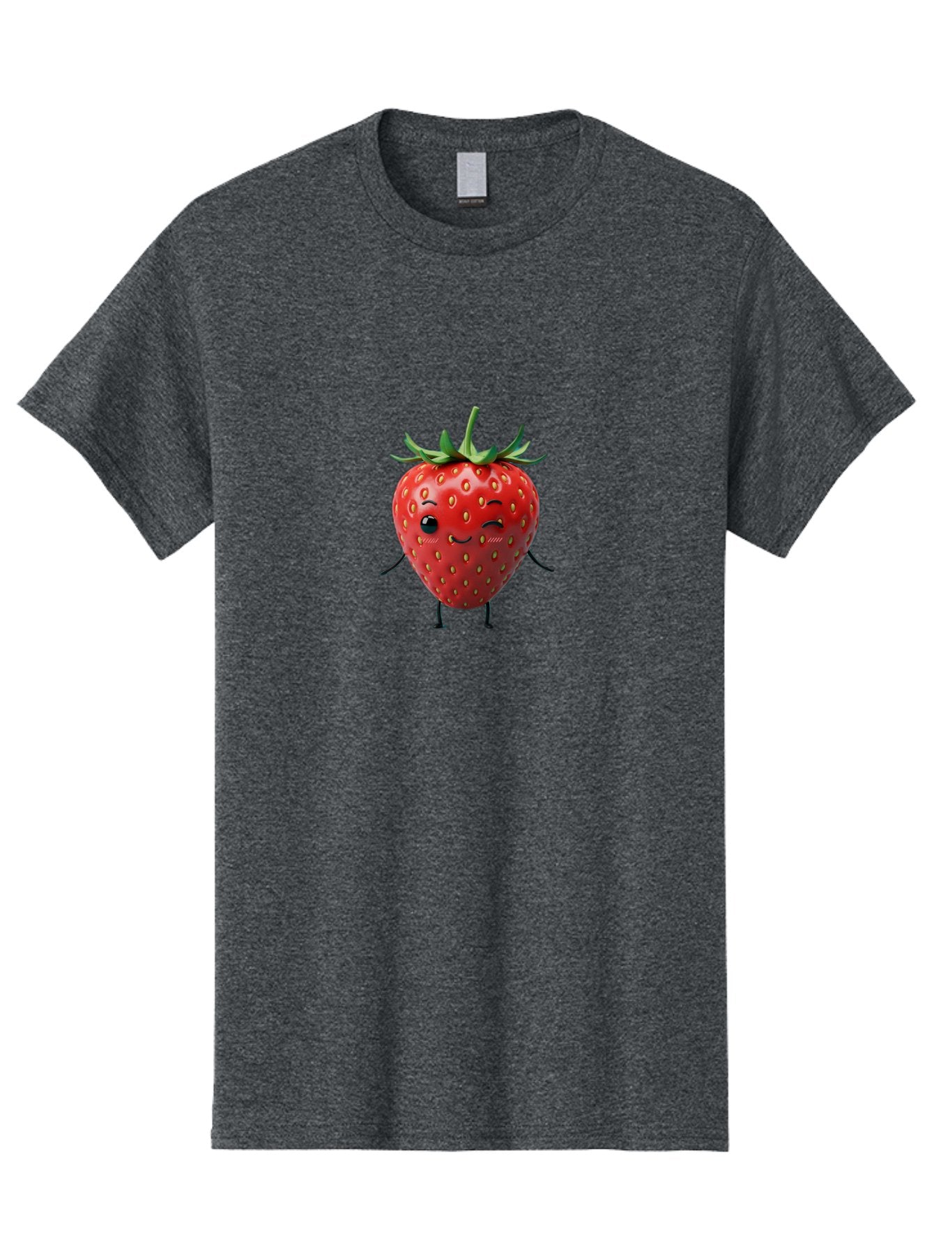 Smiling-Strawberry Men'S Graphic Tee, 100% Cotton, Comfortable Casual Summer Wear, Machine Washable, Cartoon Strawberry, Cute Fruit Character, Winking Face, Whimsical Design, Playful Personality, Sweet Illustration, Fun And Quirky, Bac432 9