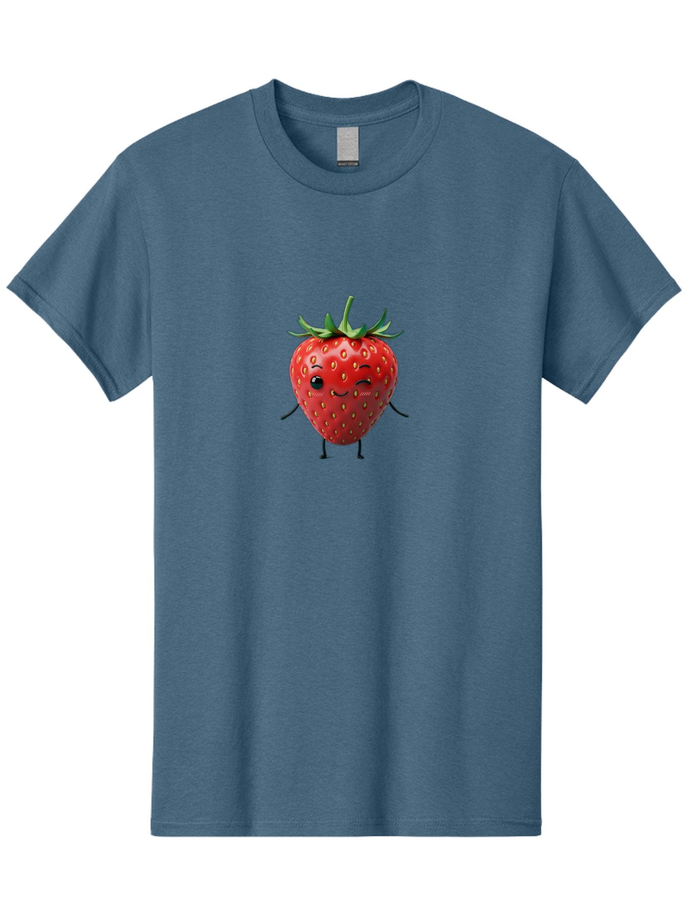 Smiling-Strawberry Men'S Graphic Tee, 100% Cotton, Comfortable Casual Summer Wear, Machine Washable, Cartoon Strawberry, Cute Fruit Character, Winking Face, Whimsical Design, Playful Personality, Sweet Illustration, Fun And Quirky, Bac432 14