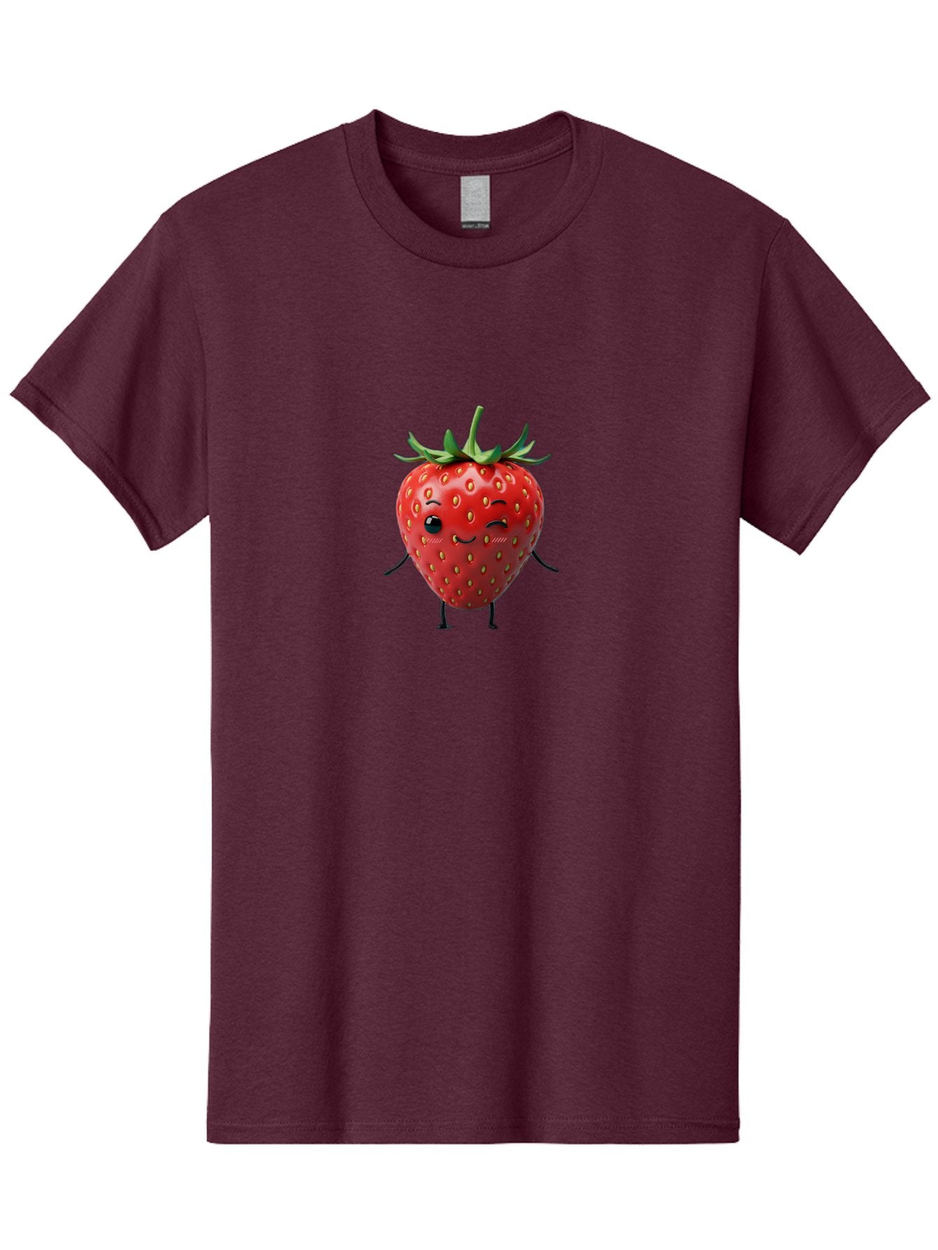 Smiling-Strawberry Men'S Graphic Tee, 100% Cotton, Comfortable Casual Summer Wear, Machine Washable, Cartoon Strawberry, Cute Fruit Character, Winking Face, Whimsical Design, Playful Personality, Sweet Illustration, Fun And Quirky, Bac432 10