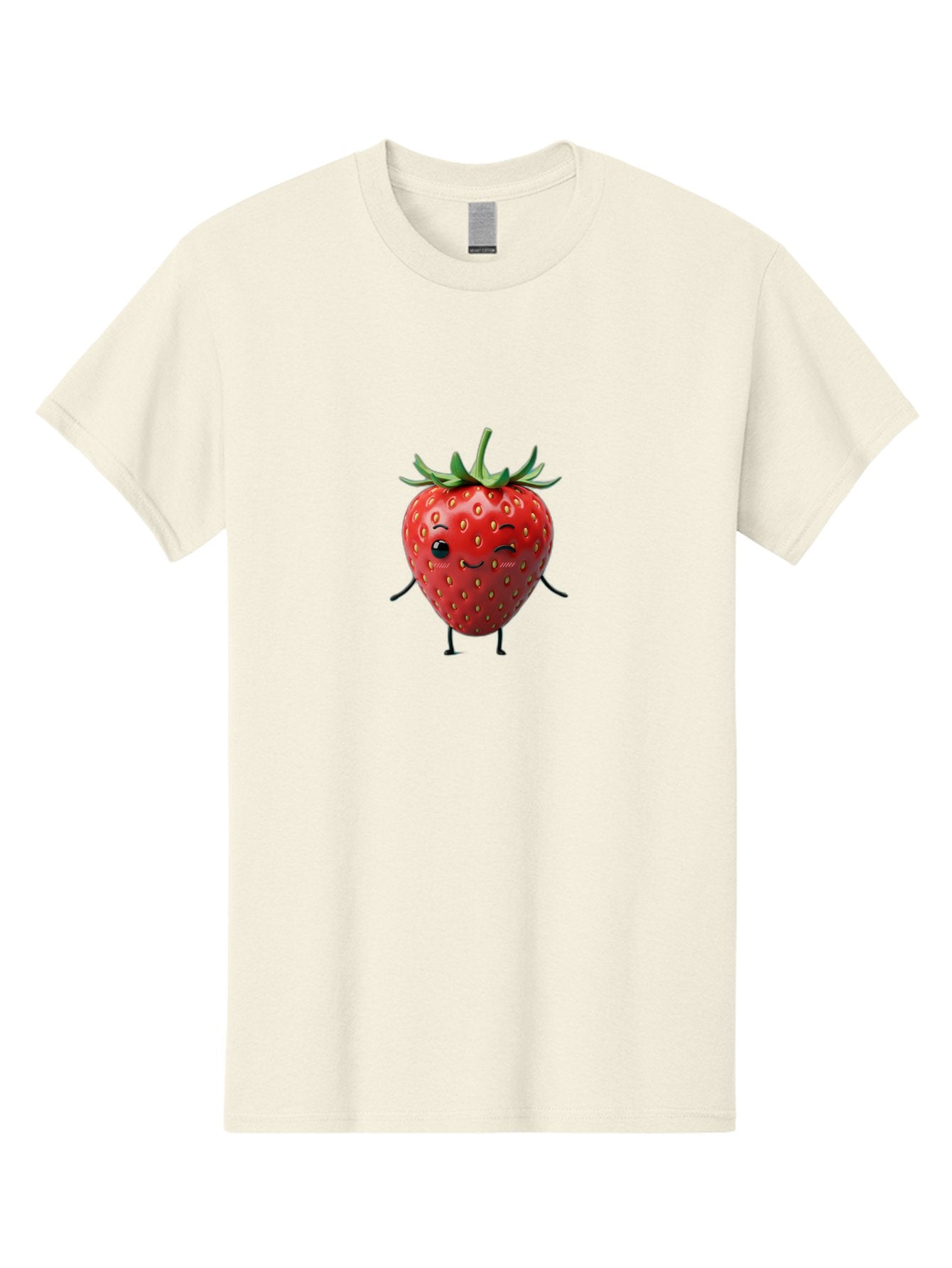 Smiling-Strawberry Men'S Graphic Tee, 100% Cotton, Comfortable Casual Summer Wear, Machine Washable, Cartoon Strawberry, Cute Fruit Character, Winking Face, Whimsical Design, Playful Personality, Sweet Illustration, Fun And Quirky, Bac432 11