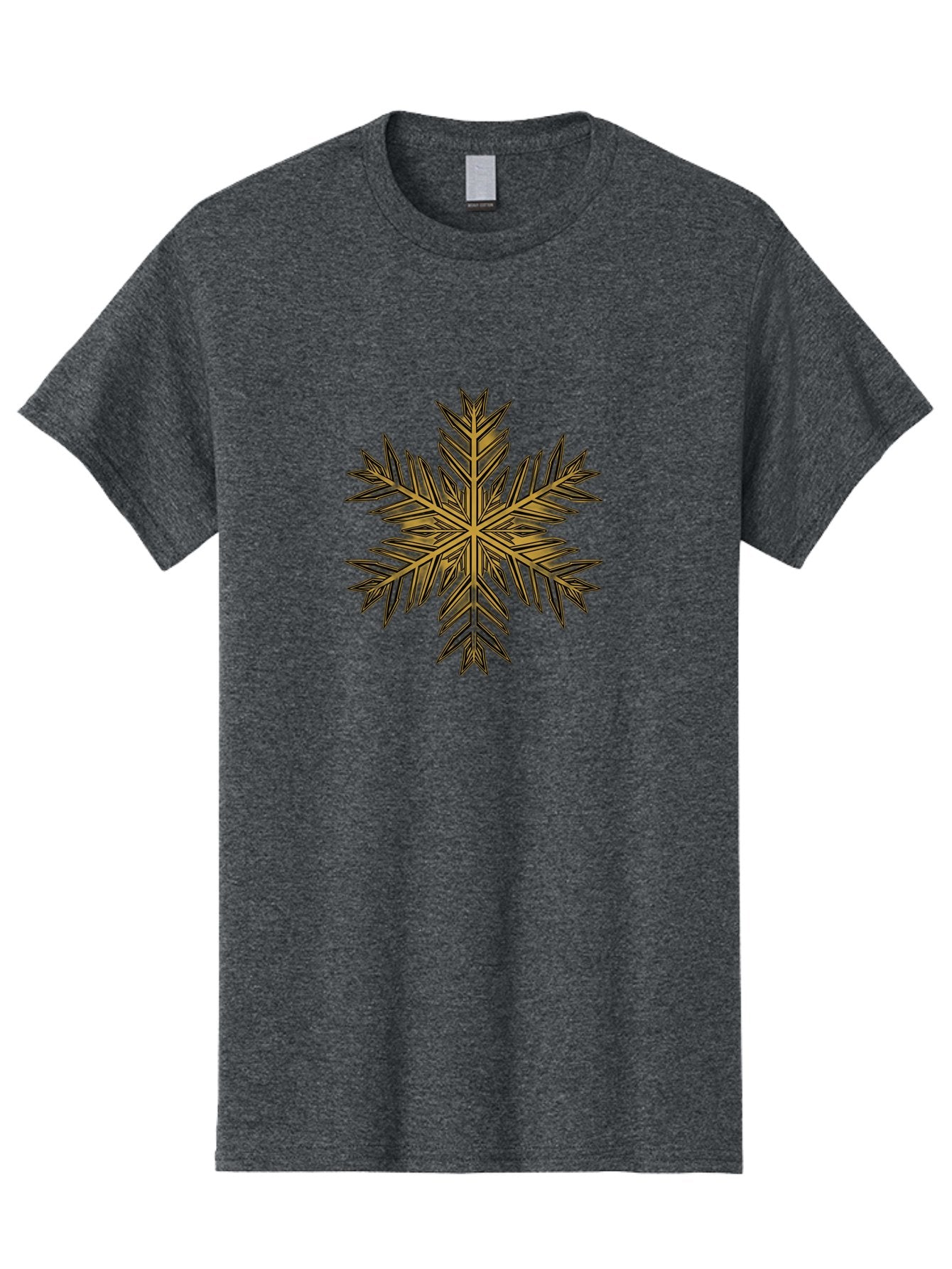 Snowflake-1 Men'S Graphic Tee, 100% Cotton, Comfortable Casual Summer Wear, Machine Washable, Snowflake, Intricate Design, Delicate Patterns, Winter Wonder, Festive Decorations, Symmetrical Shape, Golden Hues, Black Outlines, Frosty Details Bac434 13