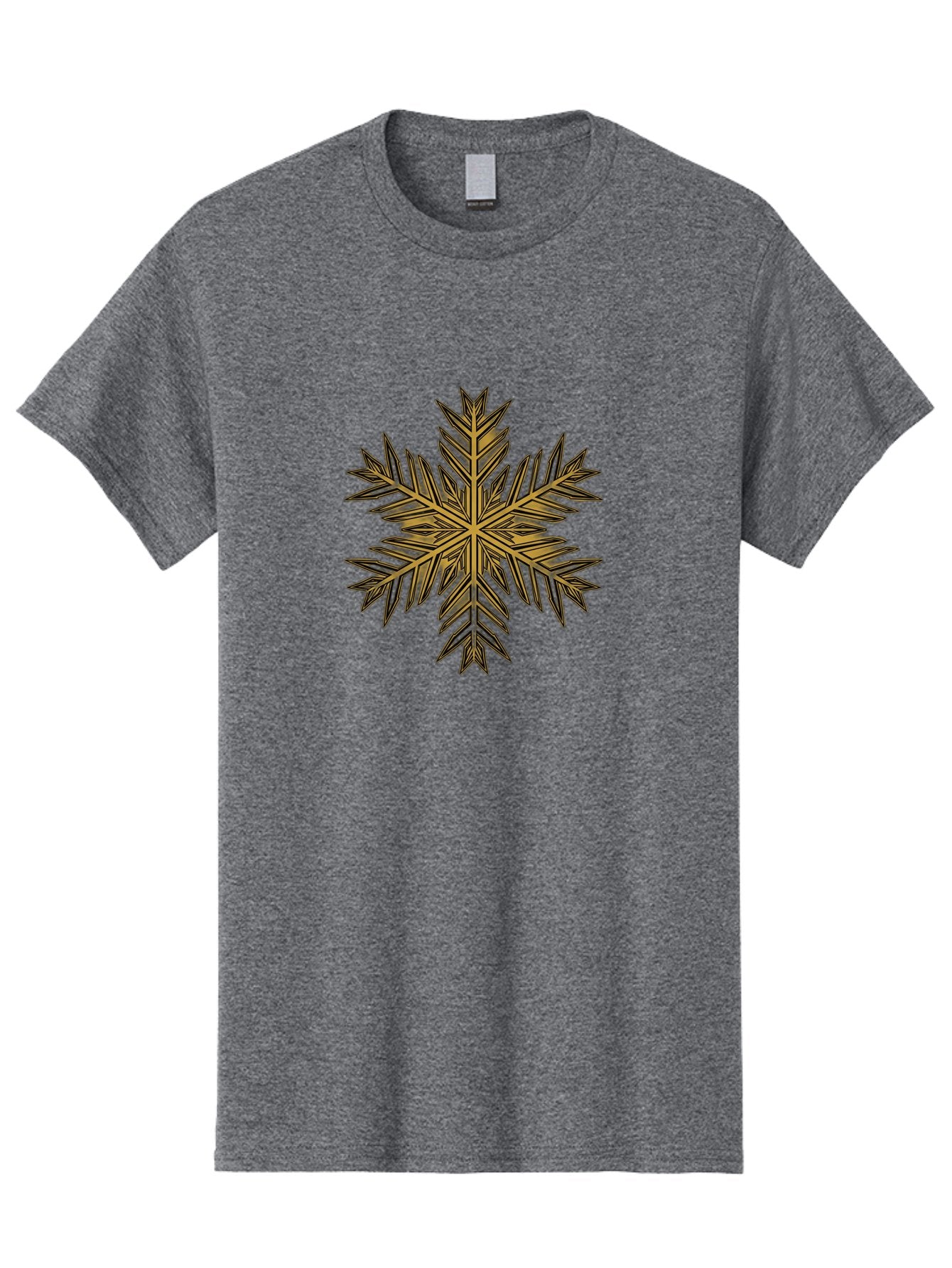 Snowflake-1 Men'S Graphic Tee, 100% Cotton, Comfortable Casual Summer Wear, Machine Washable, Snowflake, Intricate Design, Delicate Patterns, Winter Wonder, Festive Decorations, Symmetrical Shape, Golden Hues, Black Outlines, Frosty Details Bac434 9