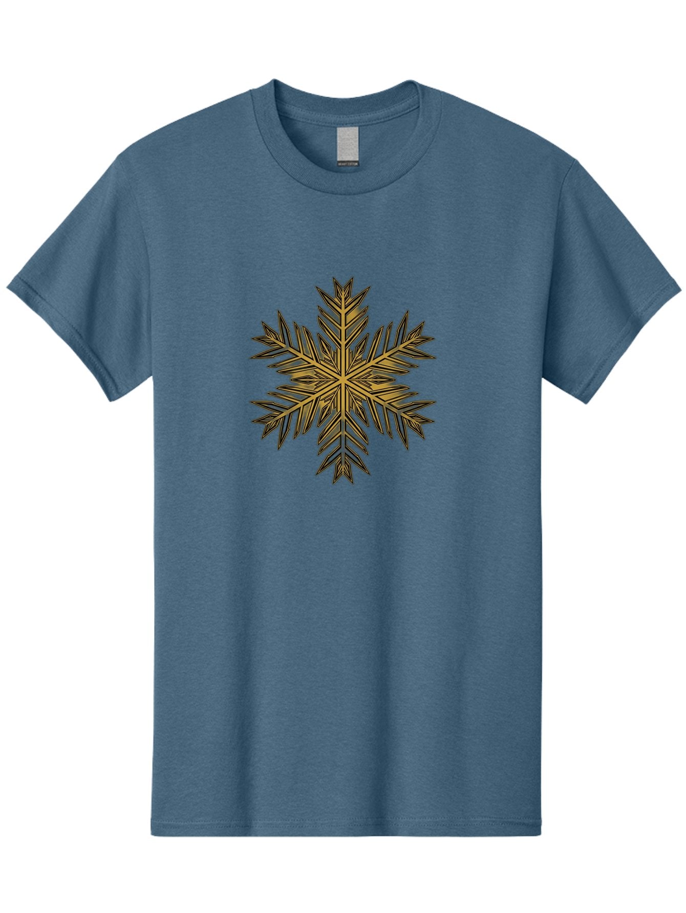 Snowflake-1 Men'S Graphic Tee, 100% Cotton, Comfortable Casual Summer Wear, Machine Washable, Snowflake, Intricate Design, Delicate Patterns, Winter Wonder, Festive Decorations, Symmetrical Shape, Golden Hues, Black Outlines, Frosty Details Bac434 12