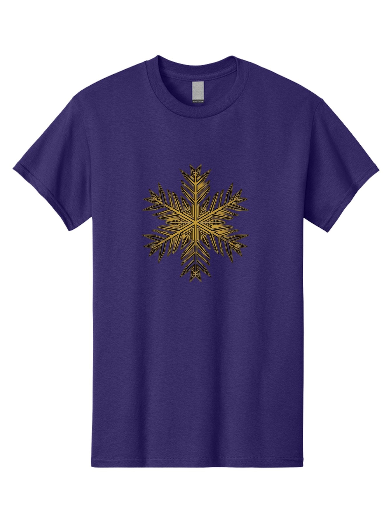 Snowflake-1 Men'S Graphic Tee, 100% Cotton, Comfortable Casual Summer Wear, Machine Washable, Snowflake, Intricate Design, Delicate Patterns, Winter Wonder, Festive Decorations, Symmetrical Shape, Golden Hues, Black Outlines, Frosty Details Bac434