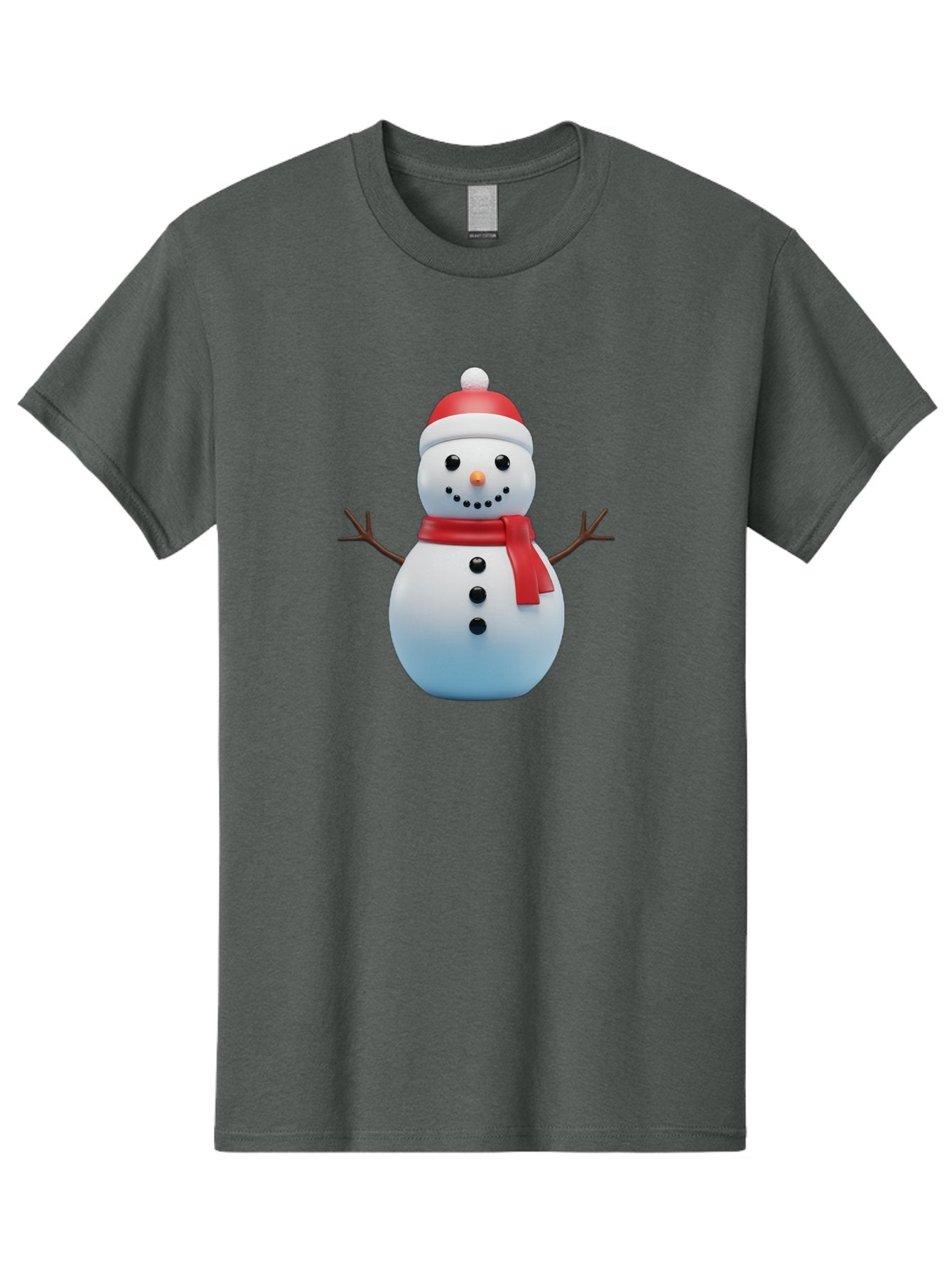 Snowman-1 Men'S Graphic Tee, 100% Cotton, Comfortable Casual Summer Wear, Machine Washable, 3D Snowman, Winter Character, Festive Holiday, Red Scarf, Santa Hat, Cartoon Style, Smiling Face, Stick Arms, Black Buttons, Orange Nose, Bac437 8