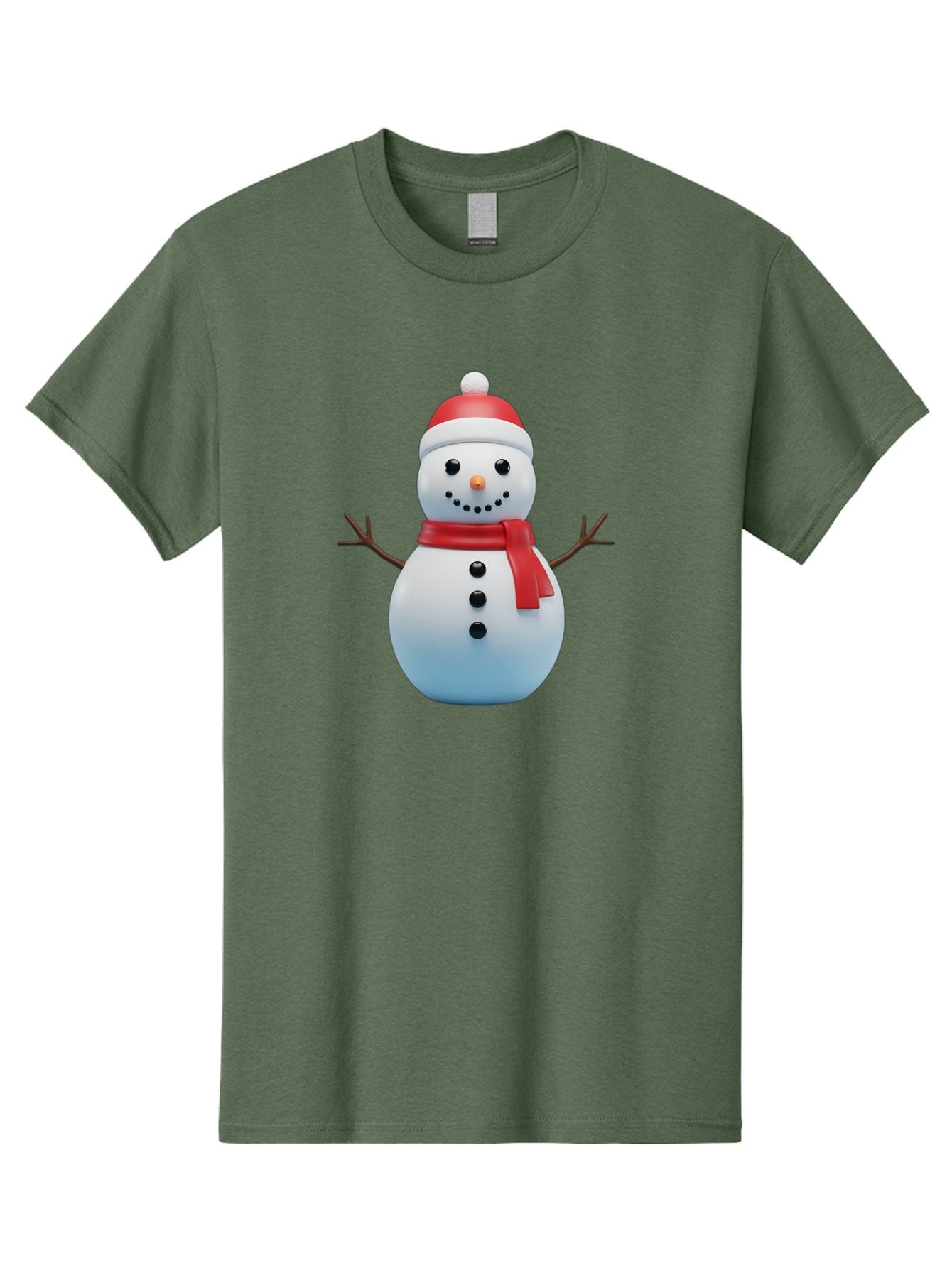 Snowman-1 Men'S Graphic Tee, 100% Cotton, Comfortable Casual Summer Wear, Machine Washable, 3D Snowman, Winter Character, Festive Holiday, Red Scarf, Santa Hat, Cartoon Style, Smiling Face, Stick Arms, Black Buttons, Orange Nose, Bac437 12