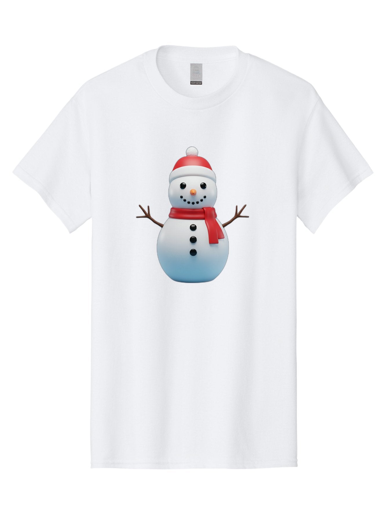 Snowman-1 Men'S Graphic Tee, 100% Cotton, Comfortable Casual Summer Wear, Machine Washable, 3D Snowman, Winter Character, Festive Holiday, Red Scarf, Santa Hat, Cartoon Style, Smiling Face, Stick Arms, Black Buttons, Orange Nose, Bac437 10