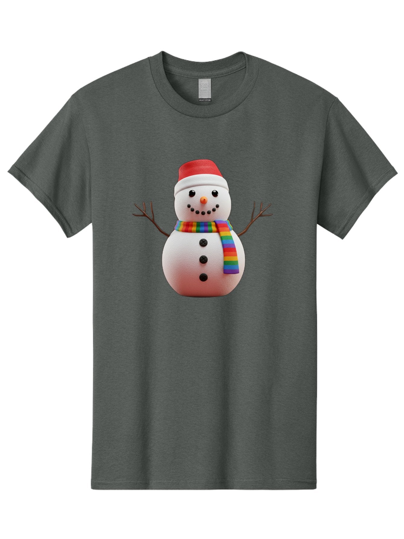 Snowman-2 Men'S Graphic Tee, 100% Cotton, Comfortable Casual Summer Wear, Machine Washable, Snowman With Rainbow Scarf, Christmas Decoration, Winter Wonderland, Festive Character, Holiday Cheer, Colorful Snowman, Winter Scene, Fun Snowman, Bac438 8