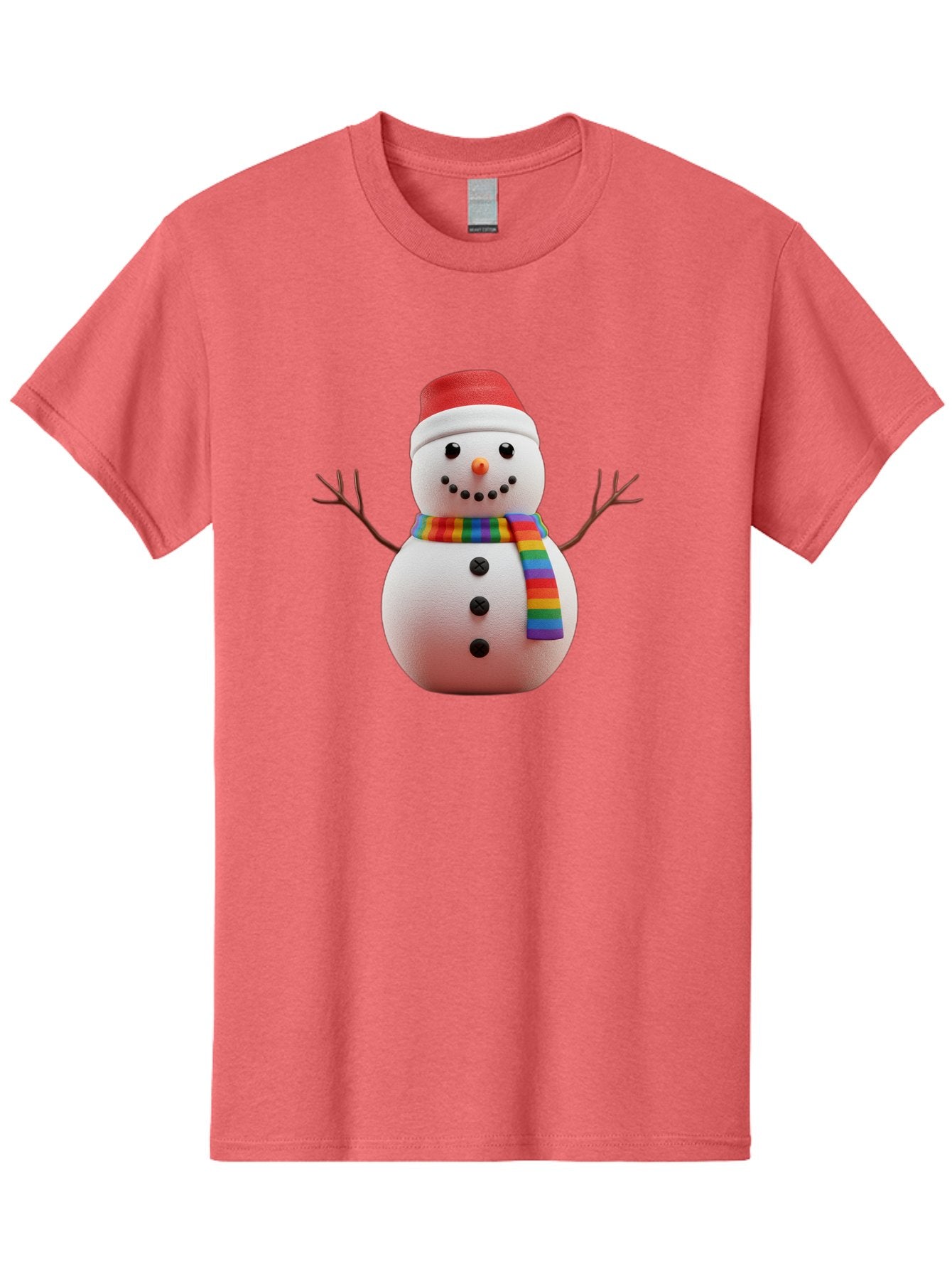 Snowman-2 Men'S Graphic Tee, 100% Cotton, Comfortable Casual Summer Wear, Machine Washable, Snowman With Rainbow Scarf, Christmas Decoration, Winter Wonderland, Festive Character, Holiday Cheer, Colorful Snowman, Winter Scene, Fun Snowman, Bac438 12