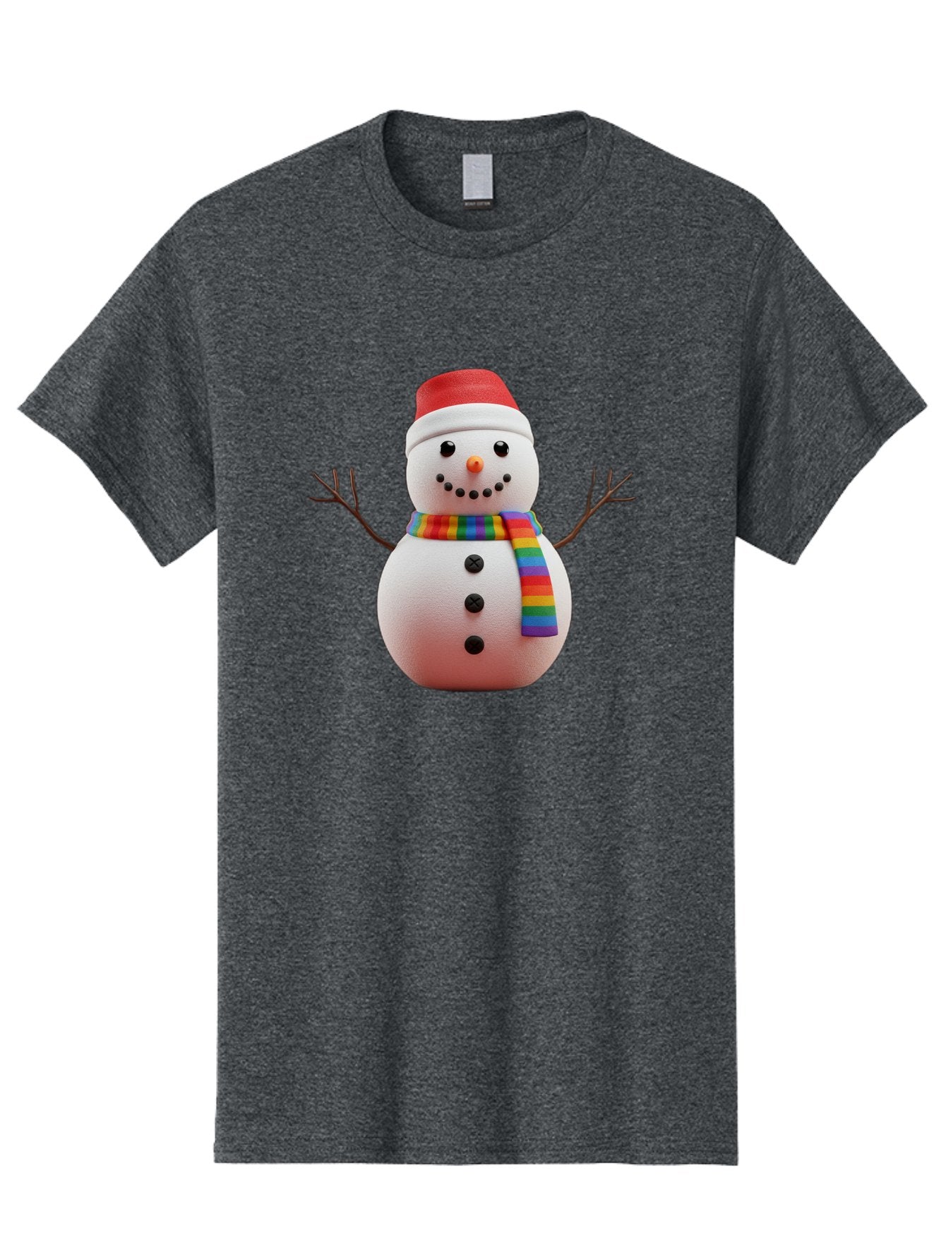 Snowman-2 Men'S Graphic Tee, 100% Cotton, Comfortable Casual Summer Wear, Machine Washable, Snowman With Rainbow Scarf, Christmas Decoration, Winter Wonderland, Festive Character, Holiday Cheer, Colorful Snowman, Winter Scene, Fun Snowman, Bac438 7