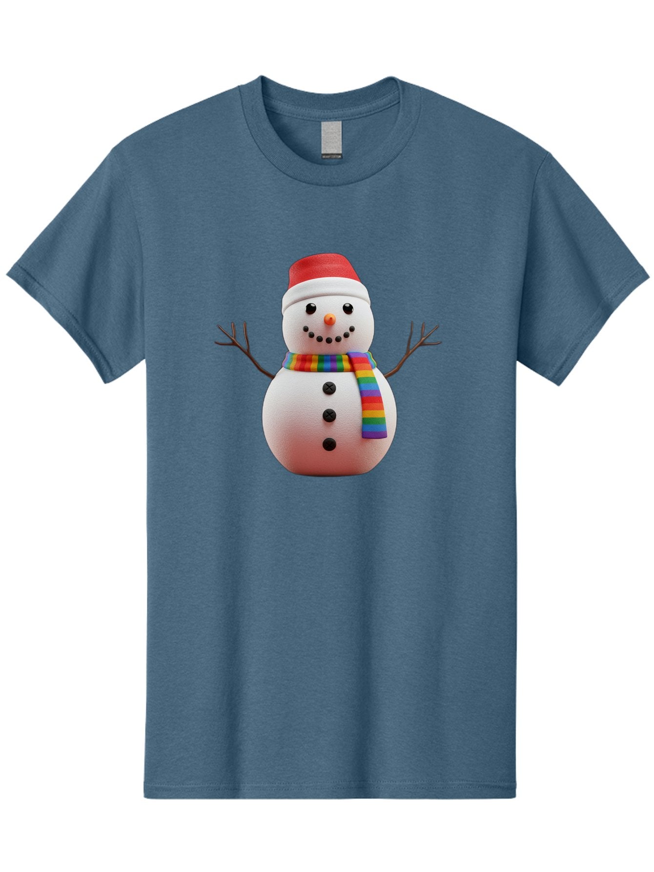 Snowman-2 Men'S Graphic Tee, 100% Cotton, Comfortable Casual Summer Wear, Machine Washable, Snowman With Rainbow Scarf, Christmas Decoration, Winter Wonderland, Festive Character, Holiday Cheer, Colorful Snowman, Winter Scene, Fun Snowman, Bac438 14