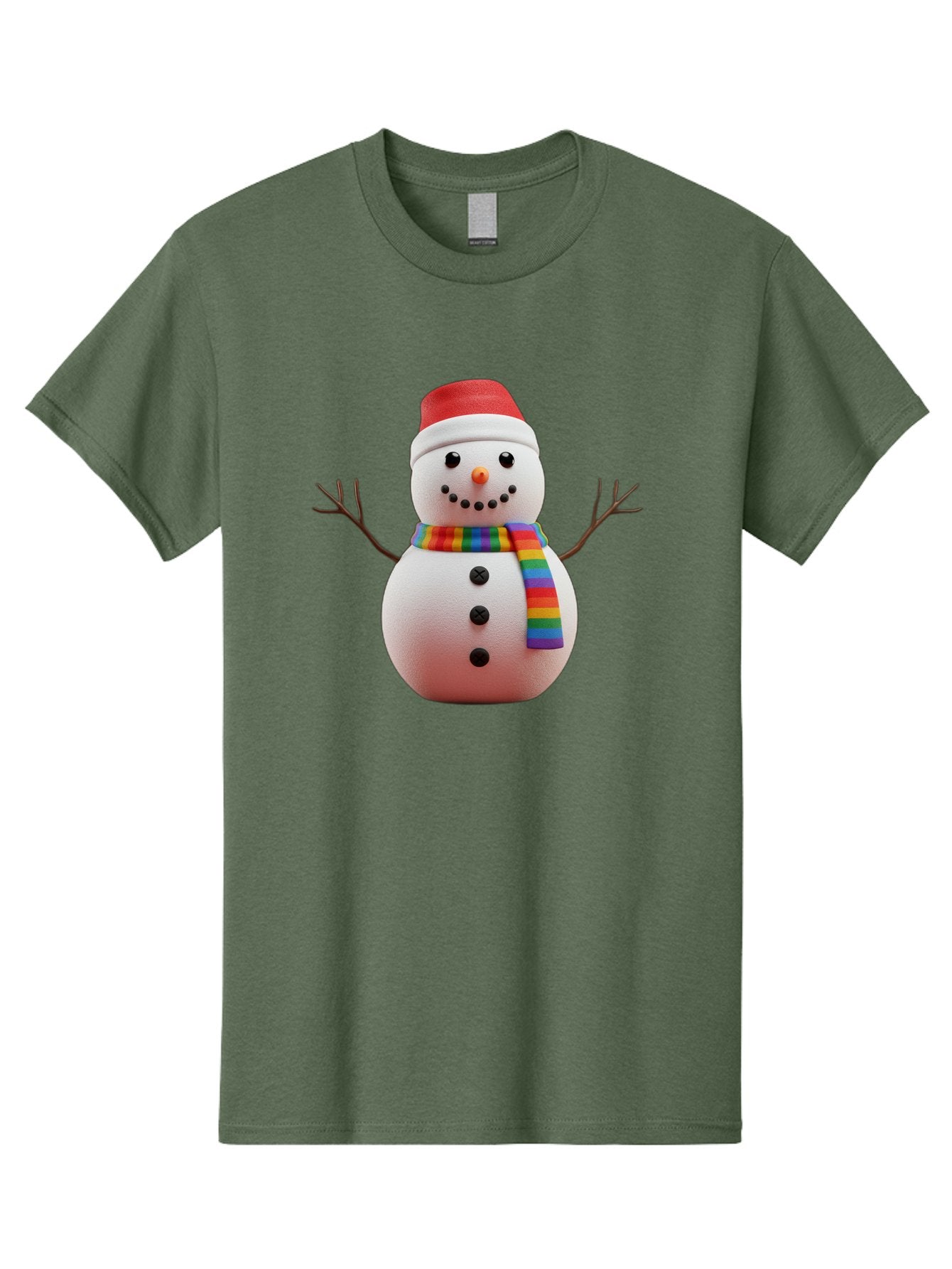 Snowman-2 Men'S Graphic Tee, 100% Cotton, Comfortable Casual Summer Wear, Machine Washable, Snowman With Rainbow Scarf, Christmas Decoration, Winter Wonderland, Festive Character, Holiday Cheer, Colorful Snowman, Winter Scene, Fun Snowman, Bac438 11
