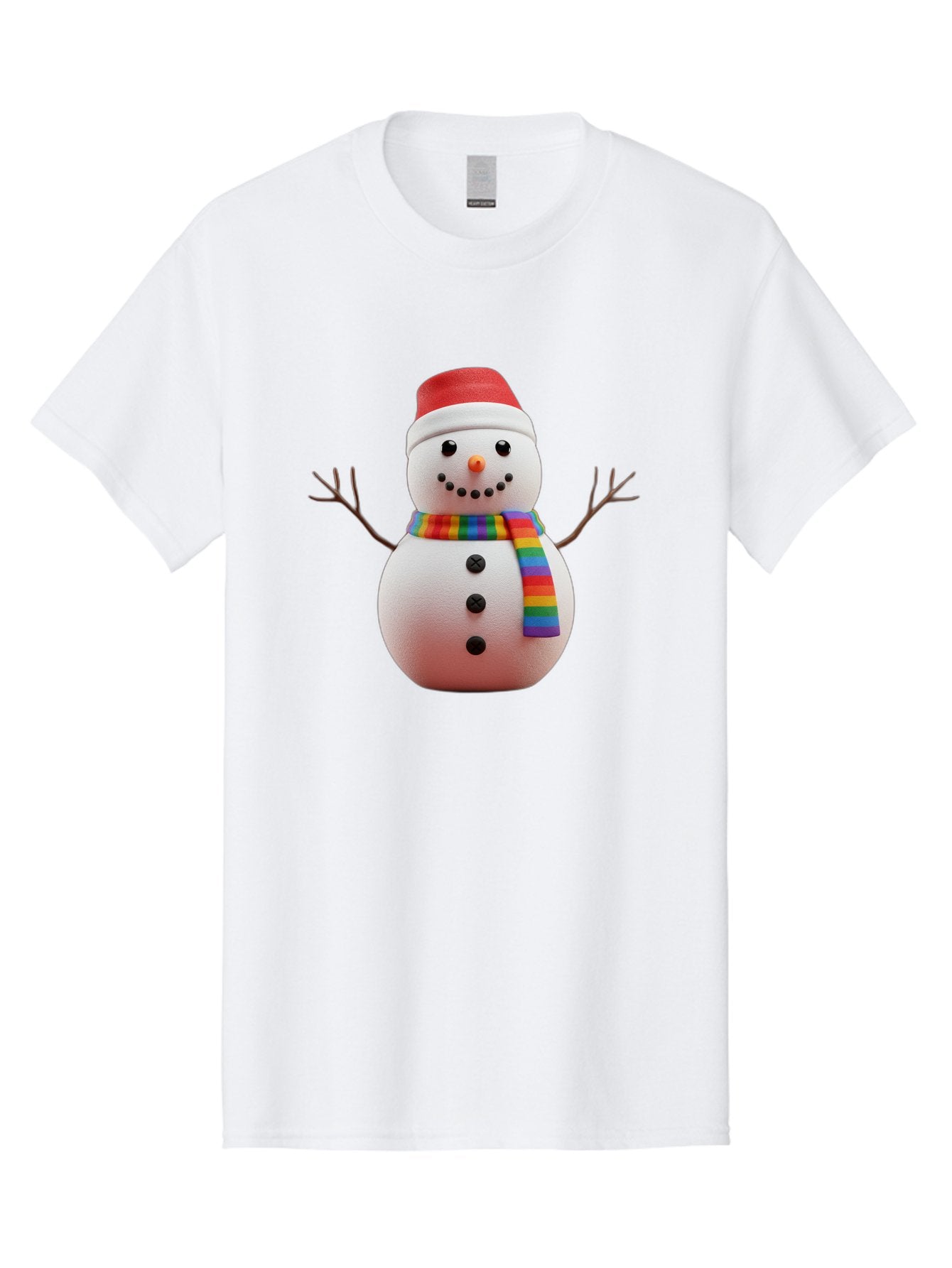 Snowman-2 Men'S Graphic Tee, 100% Cotton, Comfortable Casual Summer Wear, Machine Washable, Snowman With Rainbow Scarf, Christmas Decoration, Winter Wonderland, Festive Character, Holiday Cheer, Colorful Snowman, Winter Scene, Fun Snowman, Bac438 13