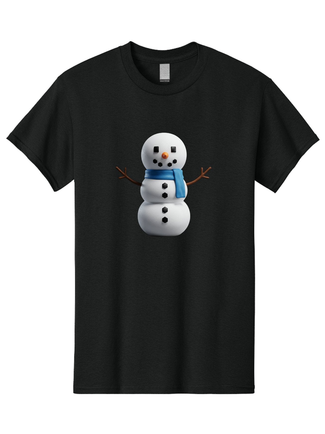 Snowman-3 Men'S Graphic Tee, 100% Cotton, Comfortable Casual Summer Wear, Machine Washable, Snowman With Blue Scarf, Winter Wonderland, Festive Season, Christmas Character, Snow Figure, Holiday Icon, 3D Snowman, Winter Decoration, Bac439 9