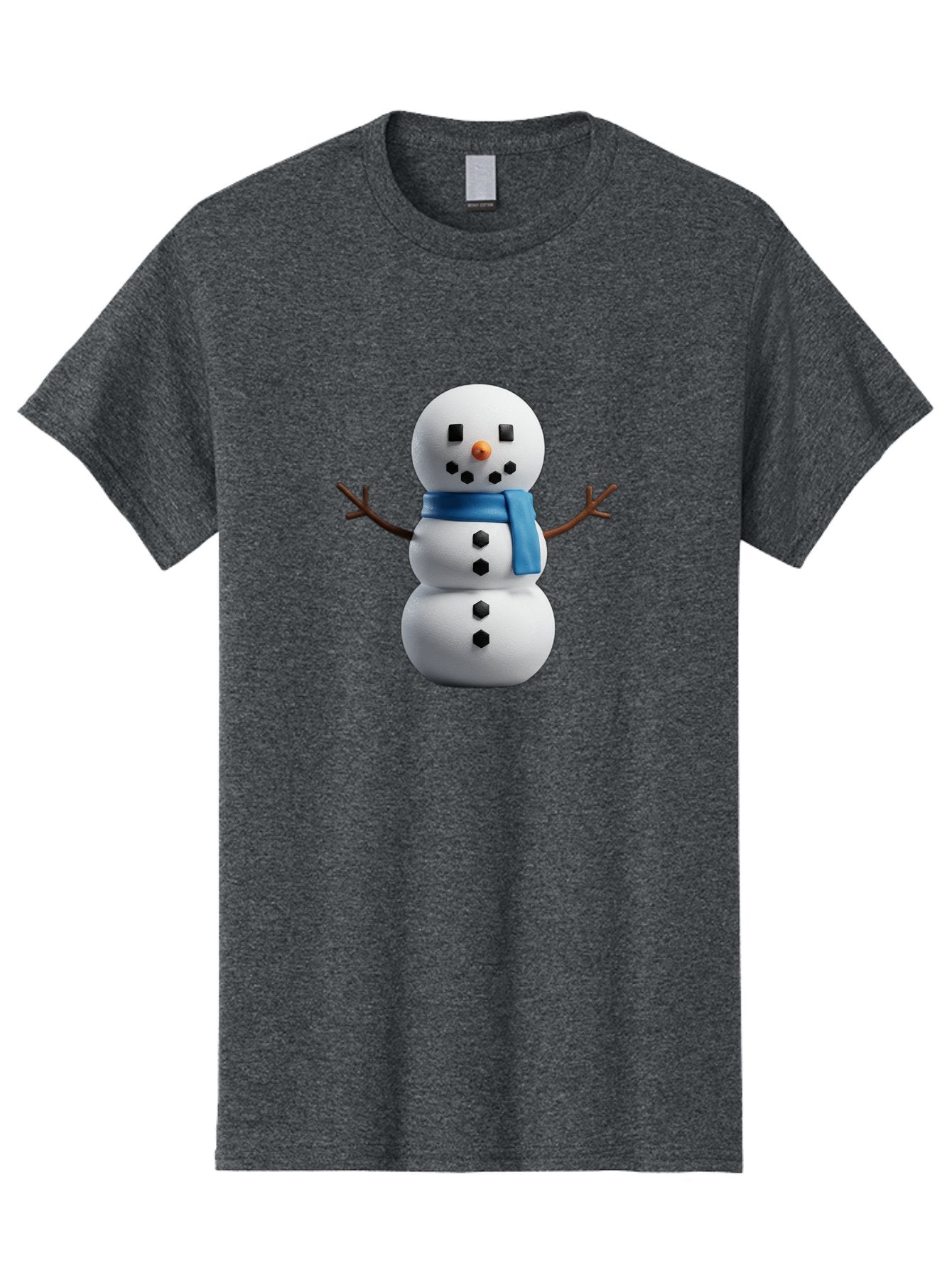 Snowman-3 Men'S Graphic Tee, 100% Cotton, Comfortable Casual Summer Wear, Machine Washable, Snowman With Blue Scarf, Winter Wonderland, Festive Season, Christmas Character, Snow Figure, Holiday Icon, 3D Snowman, Winter Decoration, Bac439 6