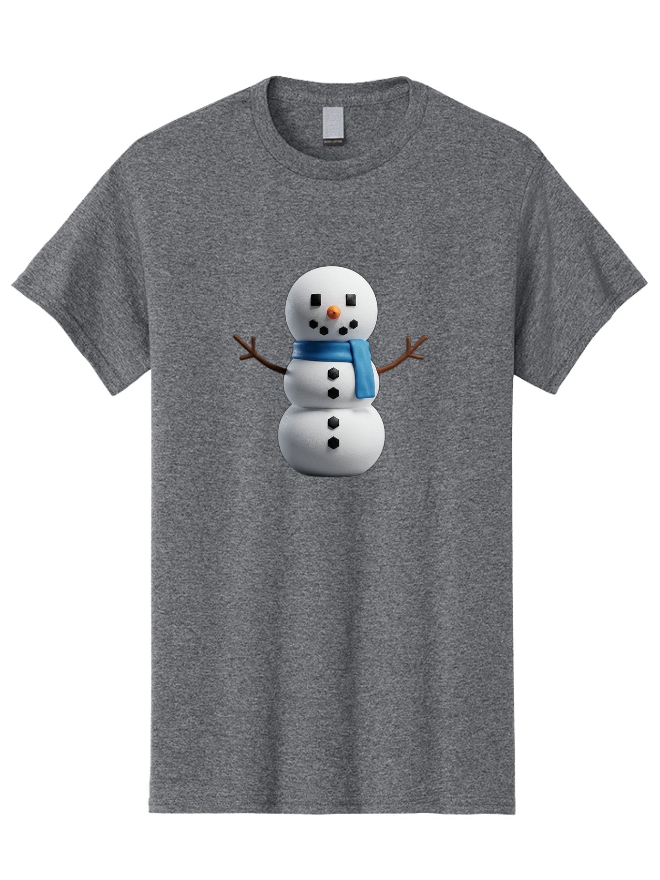Snowman-3 Men'S Graphic Tee, 100% Cotton, Comfortable Casual Summer Wear, Machine Washable, Snowman With Blue Scarf, Winter Wonderland, Festive Season, Christmas Character, Snow Figure, Holiday Icon, 3D Snowman, Winter Decoration, Bac439