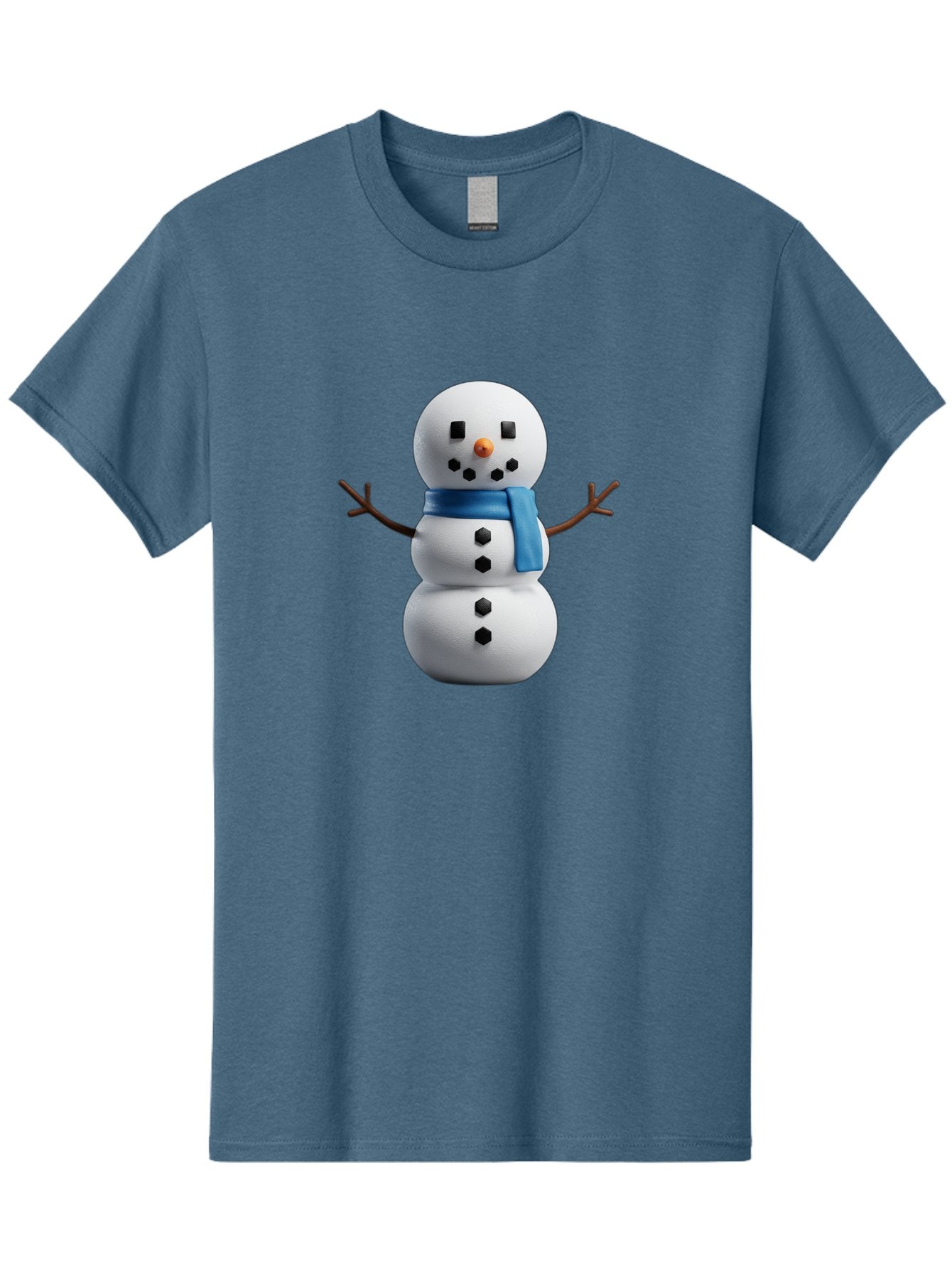 Snowman-3 Men'S Graphic Tee, 100% Cotton, Comfortable Casual Summer Wear, Machine Washable, Snowman With Blue Scarf, Winter Wonderland, Festive Season, Christmas Character, Snow Figure, Holiday Icon, 3D Snowman, Winter Decoration, Bac439 12