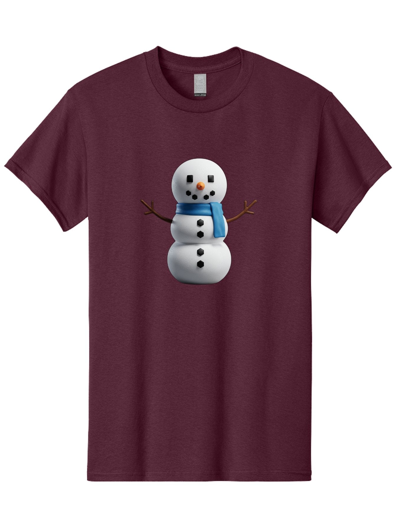 Snowman-3 Men'S Graphic Tee, 100% Cotton, Comfortable Casual Summer Wear, Machine Washable, Snowman With Blue Scarf, Winter Wonderland, Festive Season, Christmas Character, Snow Figure, Holiday Icon, 3D Snowman, Winter Decoration, Bac439 7