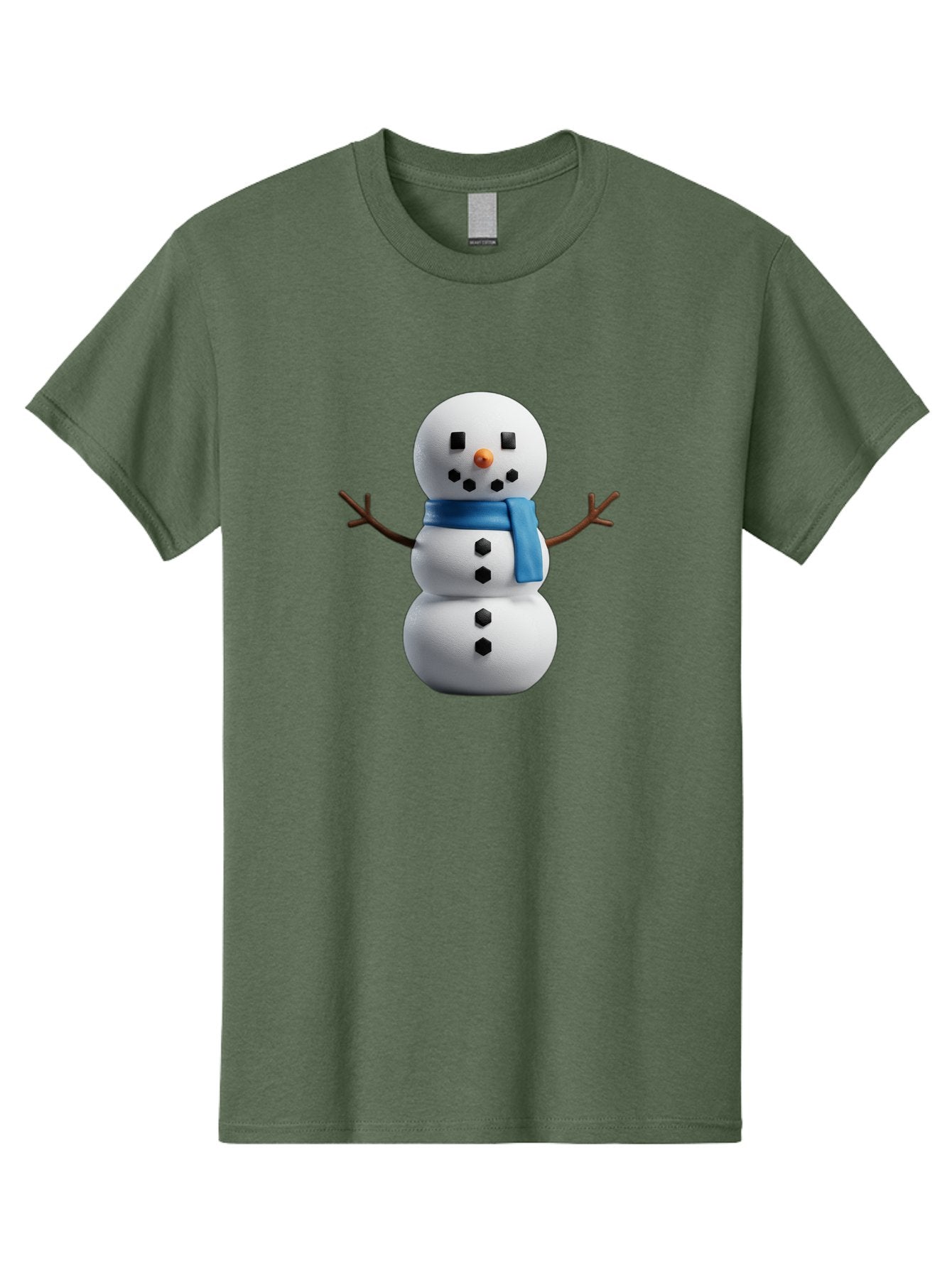 Snowman-3 Men'S Graphic Tee, 100% Cotton, Comfortable Casual Summer Wear, Machine Washable, Snowman With Blue Scarf, Winter Wonderland, Festive Season, Christmas Character, Snow Figure, Holiday Icon, 3D Snowman, Winter Decoration, Bac439