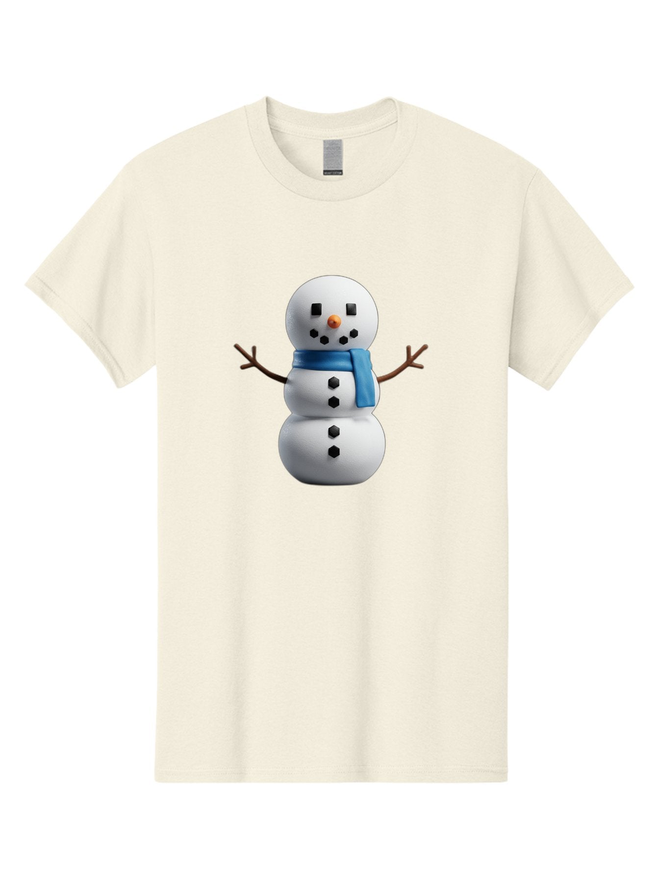 Snowman-3 Men'S Graphic Tee, 100% Cotton, Comfortable Casual Summer Wear, Machine Washable, Snowman With Blue Scarf, Winter Wonderland, Festive Season, Christmas Character, Snow Figure, Holiday Icon, 3D Snowman, Winter Decoration, Bac439 11