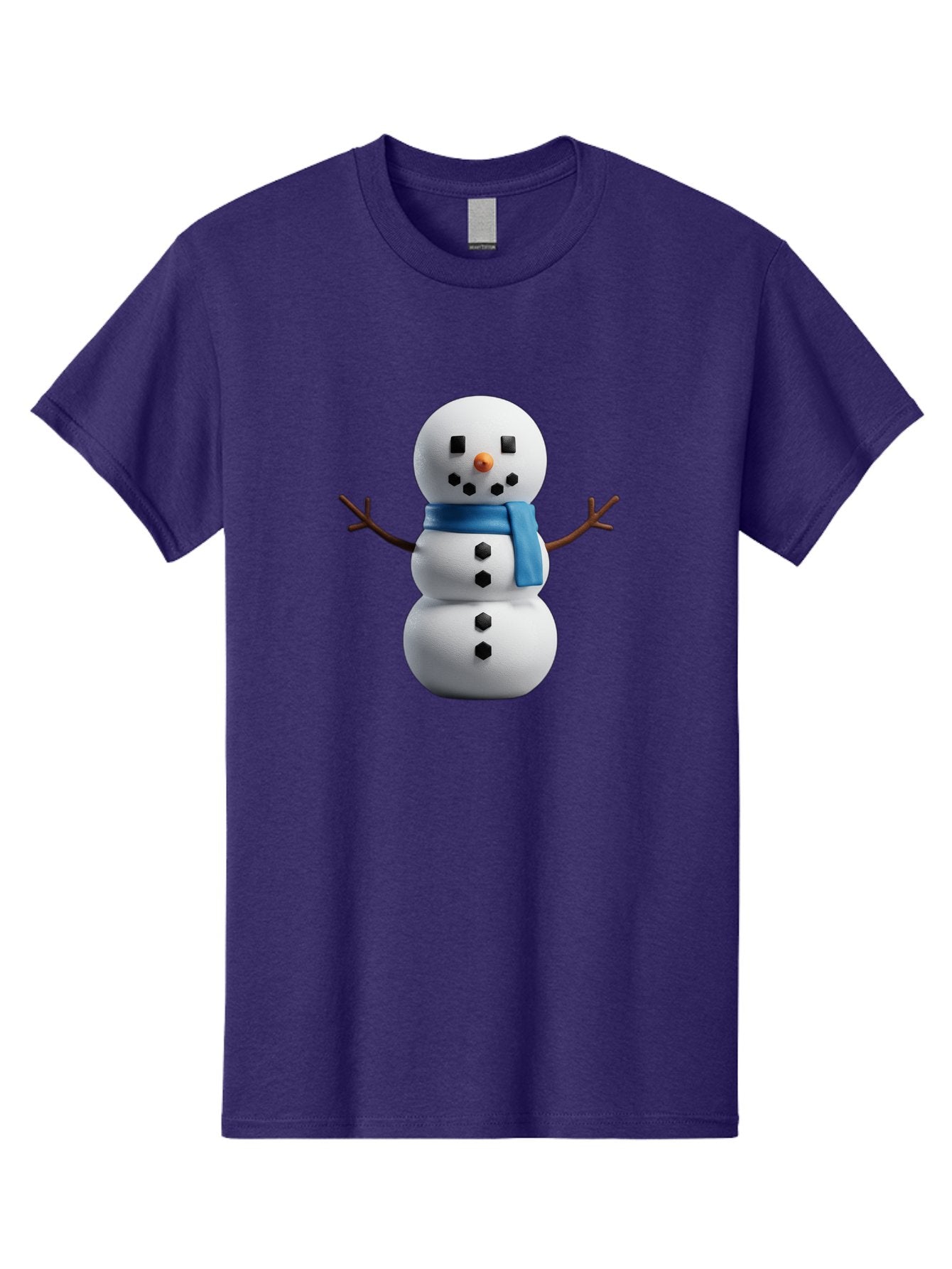 Snowman-3 Men'S Graphic Tee, 100% Cotton, Comfortable Casual Summer Wear, Machine Washable, Snowman With Blue Scarf, Winter Wonderland, Festive Season, Christmas Character, Snow Figure, Holiday Icon, 3D Snowman, Winter Decoration, Bac439 5
