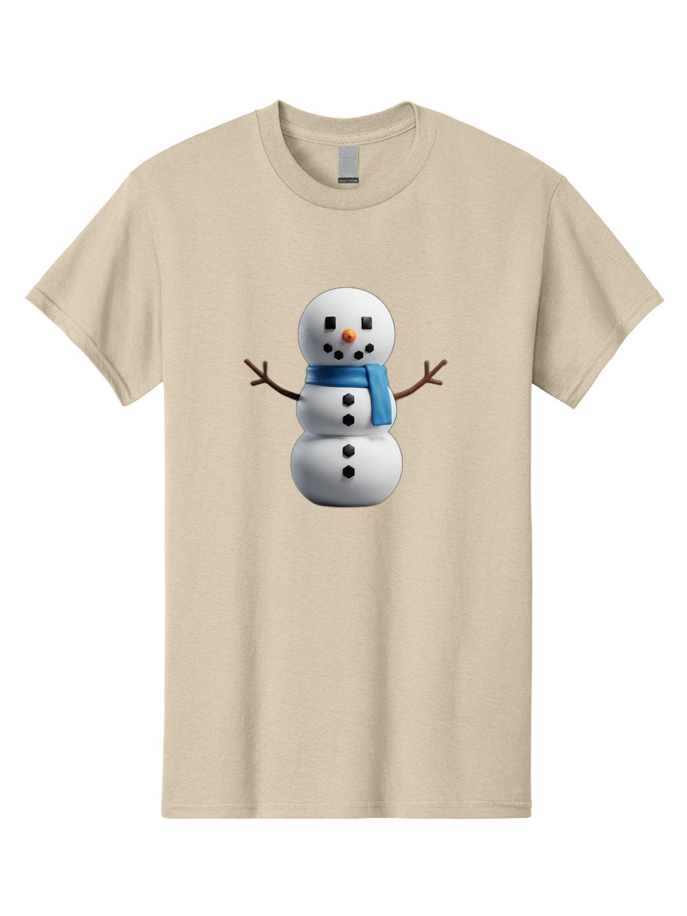 Snowman-3 Men'S Graphic Tee, 100% Cotton, Comfortable Casual Summer Wear, Machine Washable, Snowman With Blue Scarf, Winter Wonderland, Festive Season, Christmas Character, Snow Figure, Holiday Icon, 3D Snowman, Winter Decoration, Bac439 13