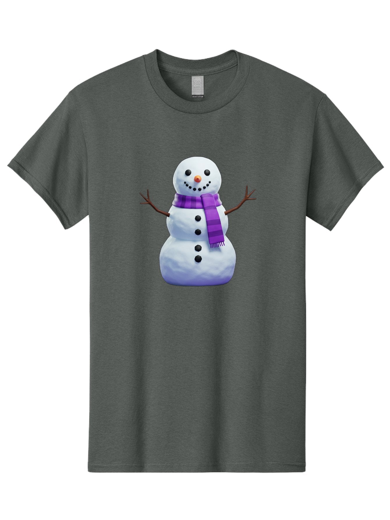 Snowman-5 Men'S Graphic Tee, 100% Cotton, Comfortable Casual Summer Wear, Machine Washable, Snowman With Purple Scarf, Winter Character, Festive Decoration, Cartoon Snowman, Holiday Theme, Snowman Illustration, Winter Wonderland, Bac441 4
