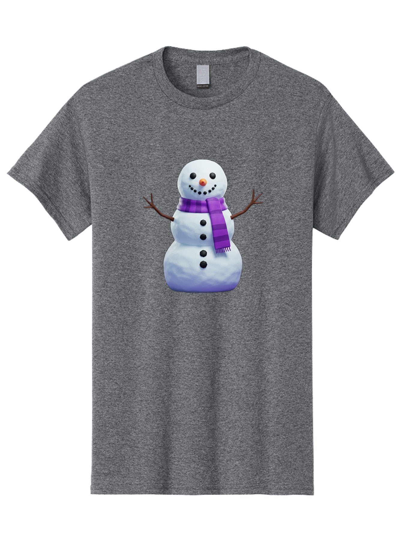 Snowman-5 Men'S Graphic Tee, 100% Cotton, Comfortable Casual Summer Wear, Machine Washable, Snowman With Purple Scarf, Winter Character, Festive Decoration, Cartoon Snowman, Holiday Theme, Snowman Illustration, Winter Wonderland, Bac441