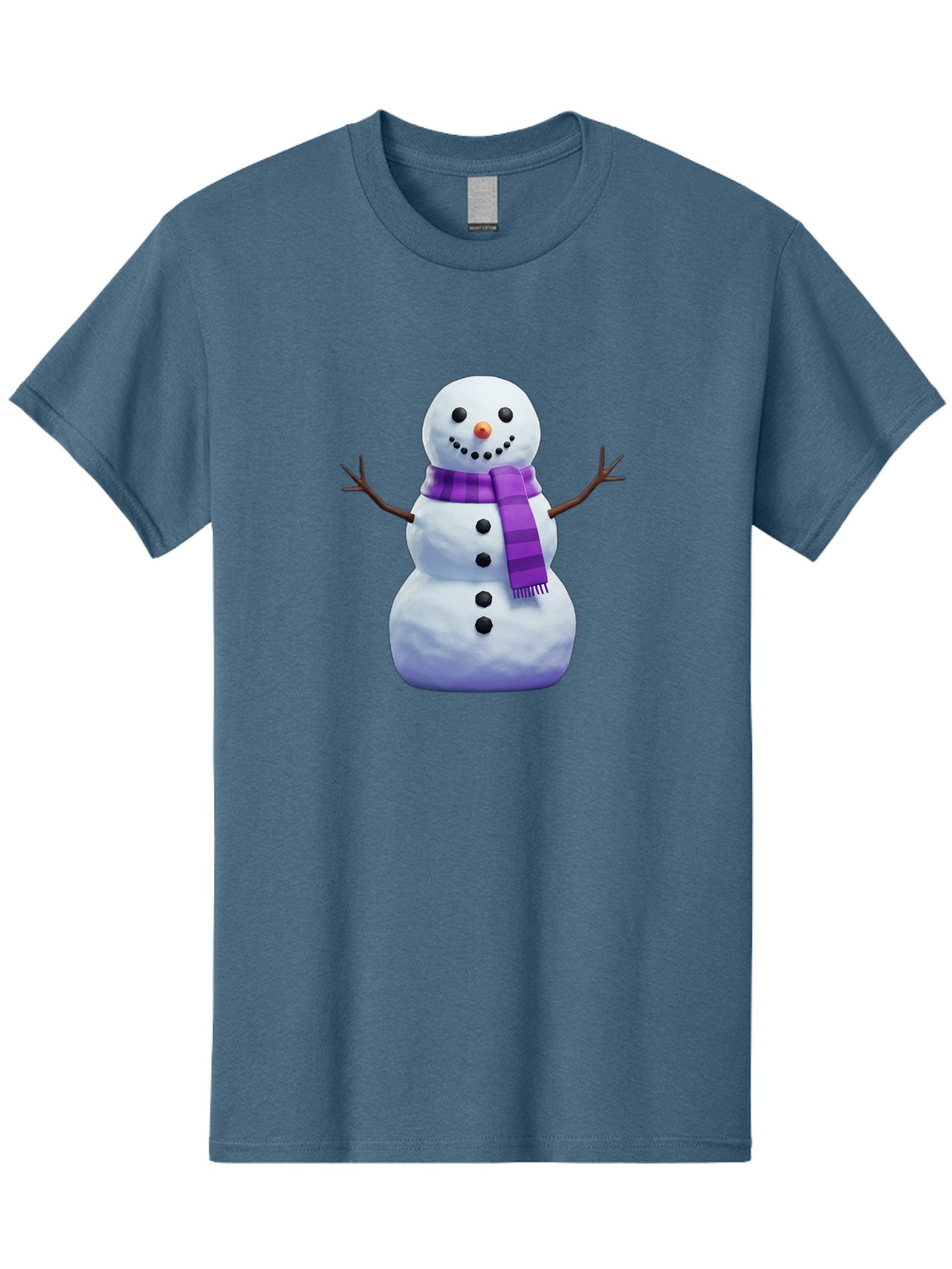 Snowman-5 Men'S Graphic Tee, 100% Cotton, Comfortable Casual Summer Wear, Machine Washable, Snowman With Purple Scarf, Winter Character, Festive Decoration, Cartoon Snowman, Holiday Theme, Snowman Illustration, Winter Wonderland, Bac441 11