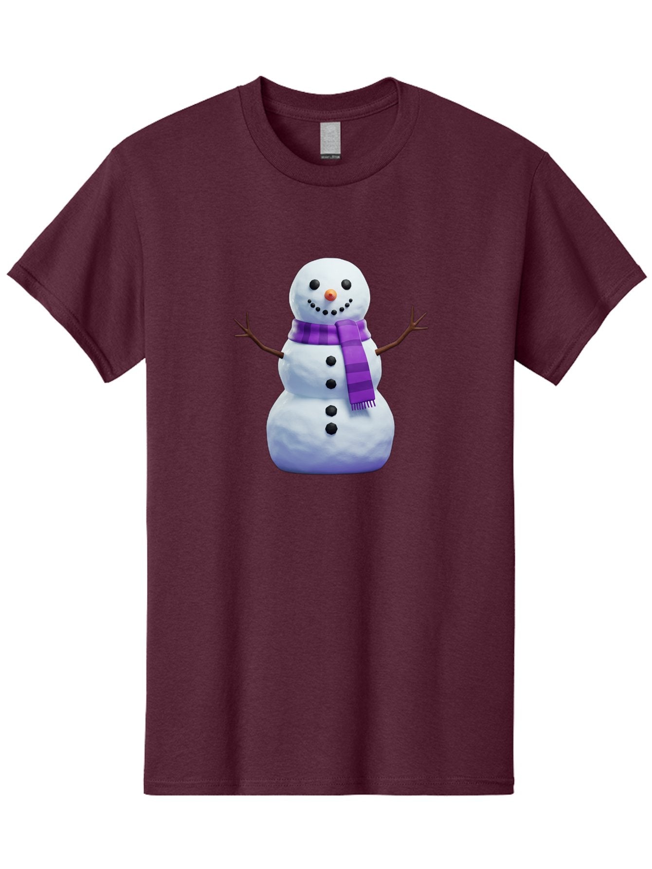 Snowman-5 Men'S Graphic Tee, 100% Cotton, Comfortable Casual Summer Wear, Machine Washable, Snowman With Purple Scarf, Winter Character, Festive Decoration, Cartoon Snowman, Holiday Theme, Snowman Illustration, Winter Wonderland, Bac441 15