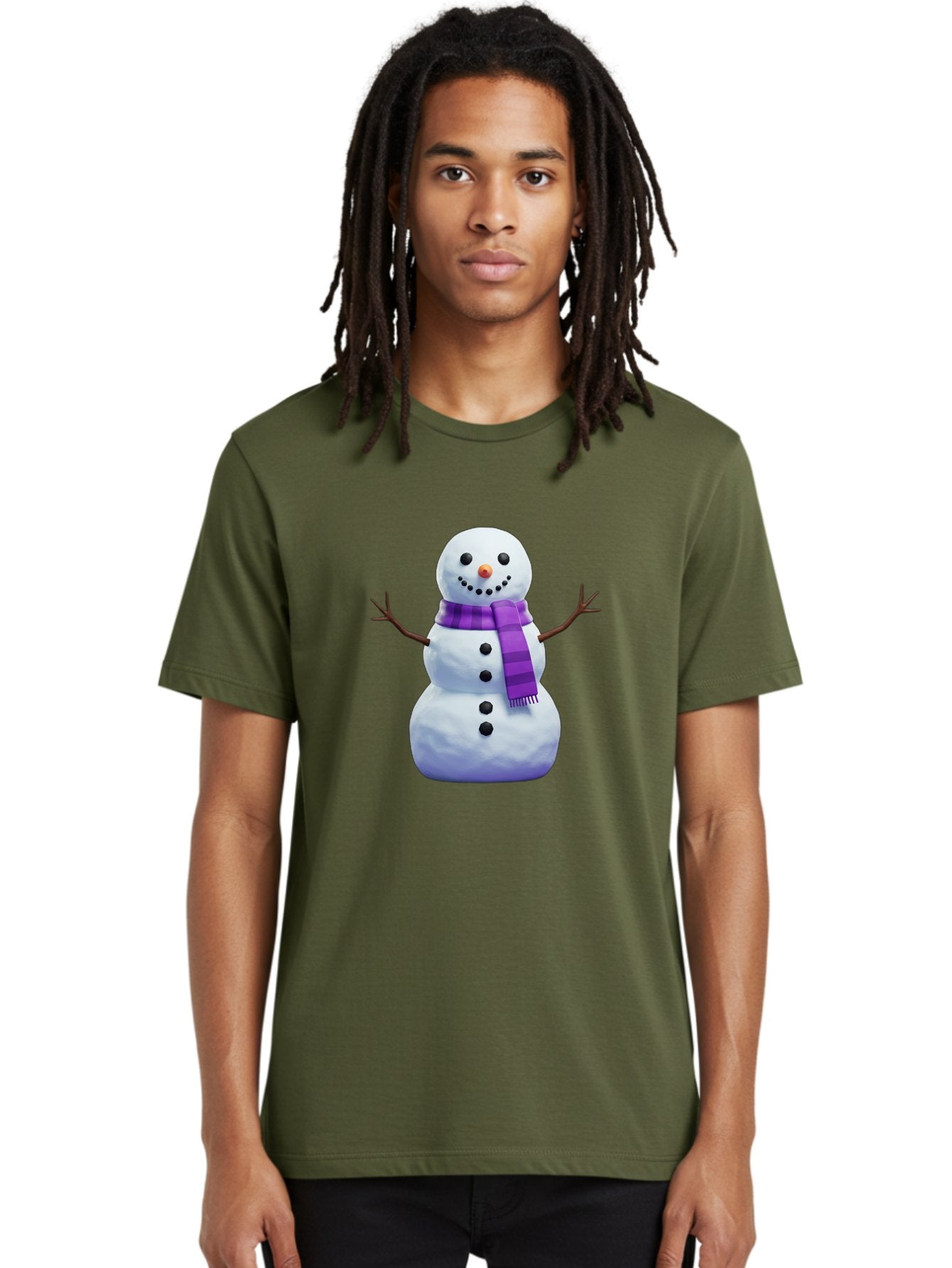 Snowman-5 Men'S Graphic Tee, 100% Cotton, Comfortable Casual Summer Wear, Machine Washable, Snowman With Purple Scarf, Winter Character, Festive Decoration, Cartoon Snowman, Holiday Theme, Snowman Illustration, Winter Wonderland, Bac441 29