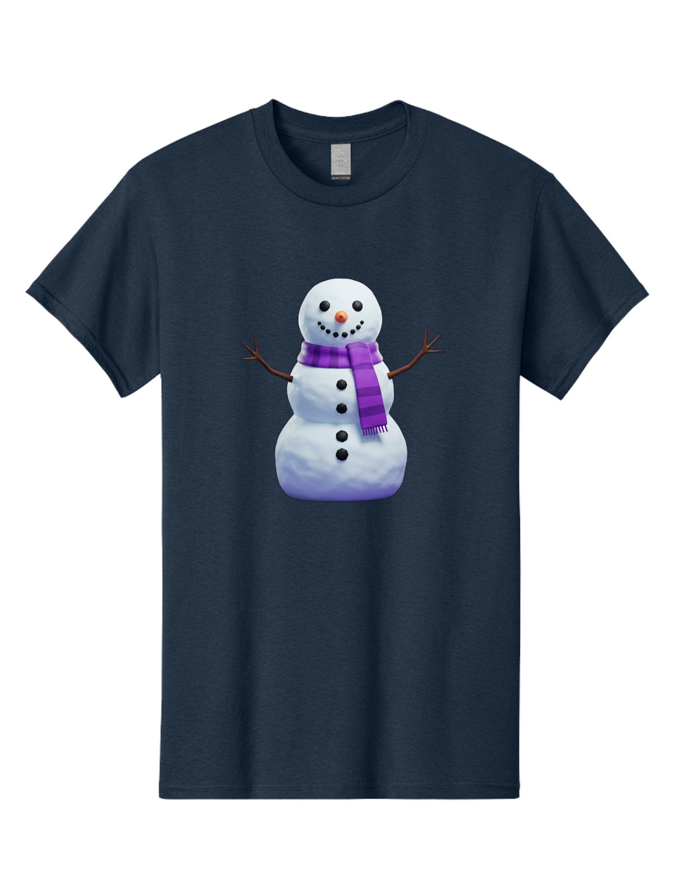 Snowman-5 Men'S Graphic Tee, 100% Cotton, Comfortable Casual Summer Wear, Machine Washable, Snowman With Purple Scarf, Winter Character, Festive Decoration, Cartoon Snowman, Holiday Theme, Snowman Illustration, Winter Wonderland, Bac441 7