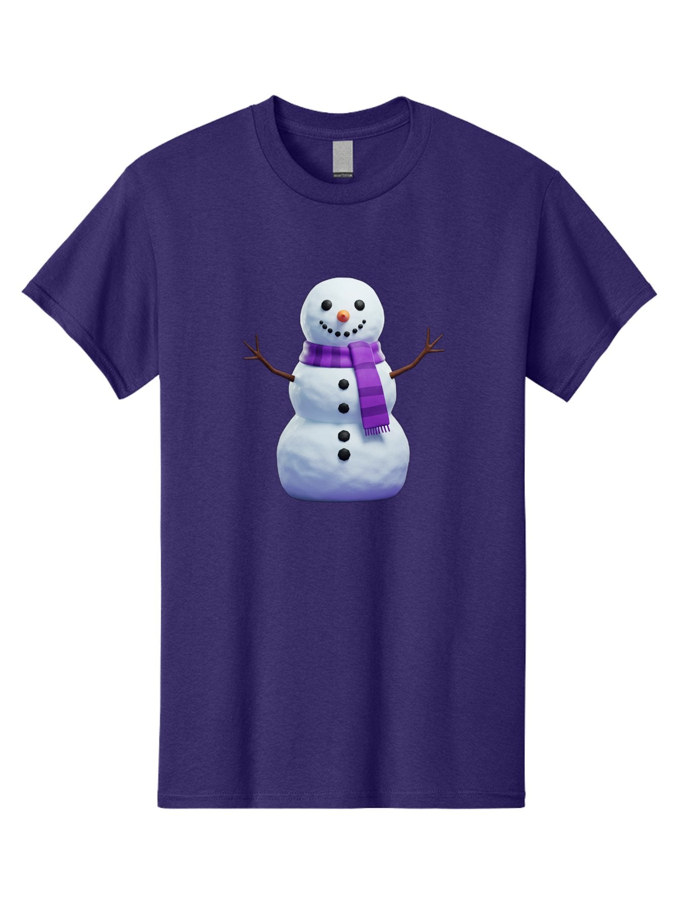 Snowman-5 Men'S Graphic Tee, 100% Cotton, Comfortable Casual Summer Wear, Machine Washable, Snowman With Purple Scarf, Winter Character, Festive Decoration, Cartoon Snowman, Holiday Theme, Snowman Illustration, Winter Wonderland, Bac441 10
