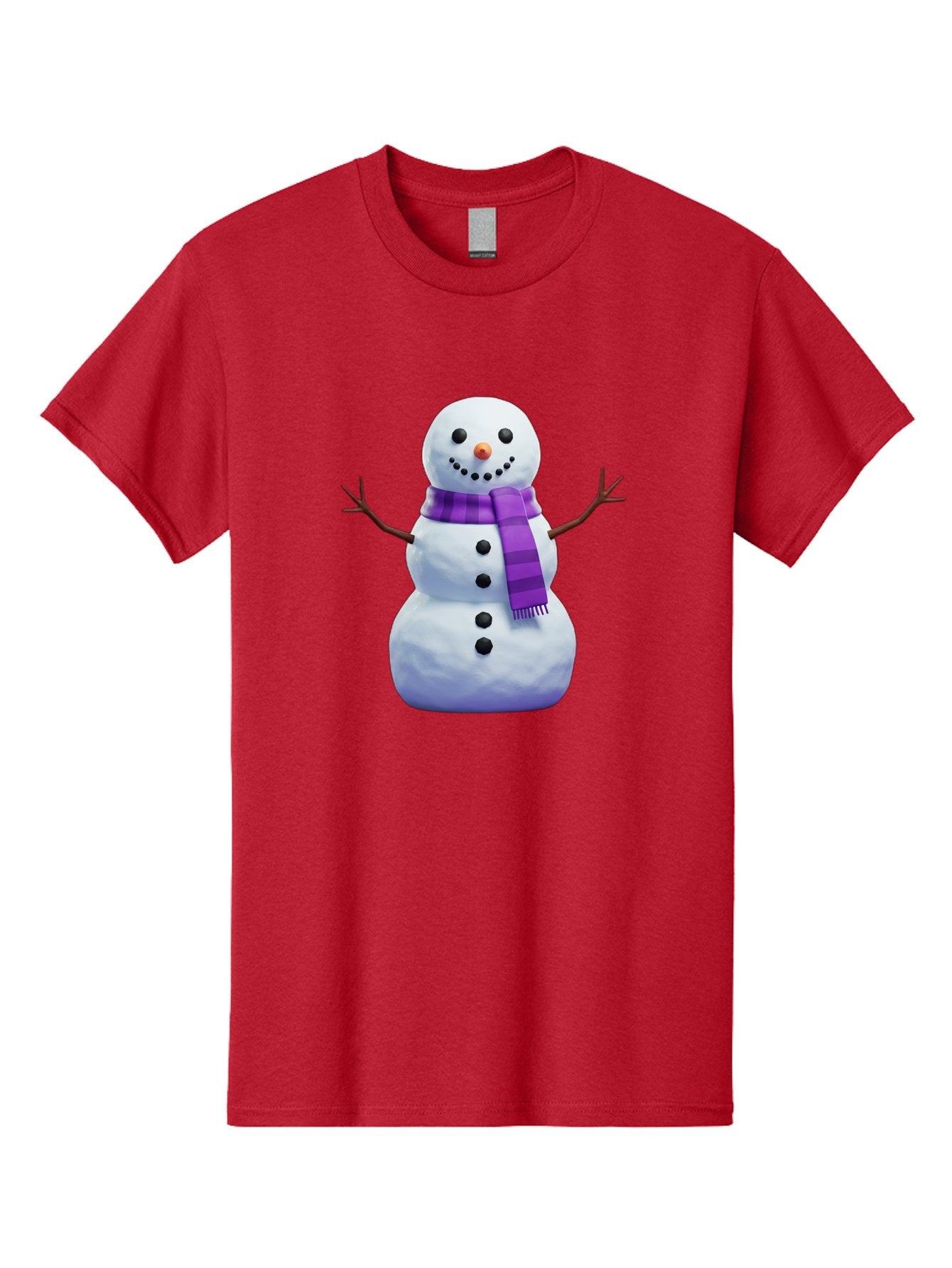 Snowman-5 Men'S Graphic Tee, 100% Cotton, Comfortable Casual Summer Wear, Machine Washable, Snowman With Purple Scarf, Winter Character, Festive Decoration, Cartoon Snowman, Holiday Theme, Snowman Illustration, Winter Wonderland, Bac441